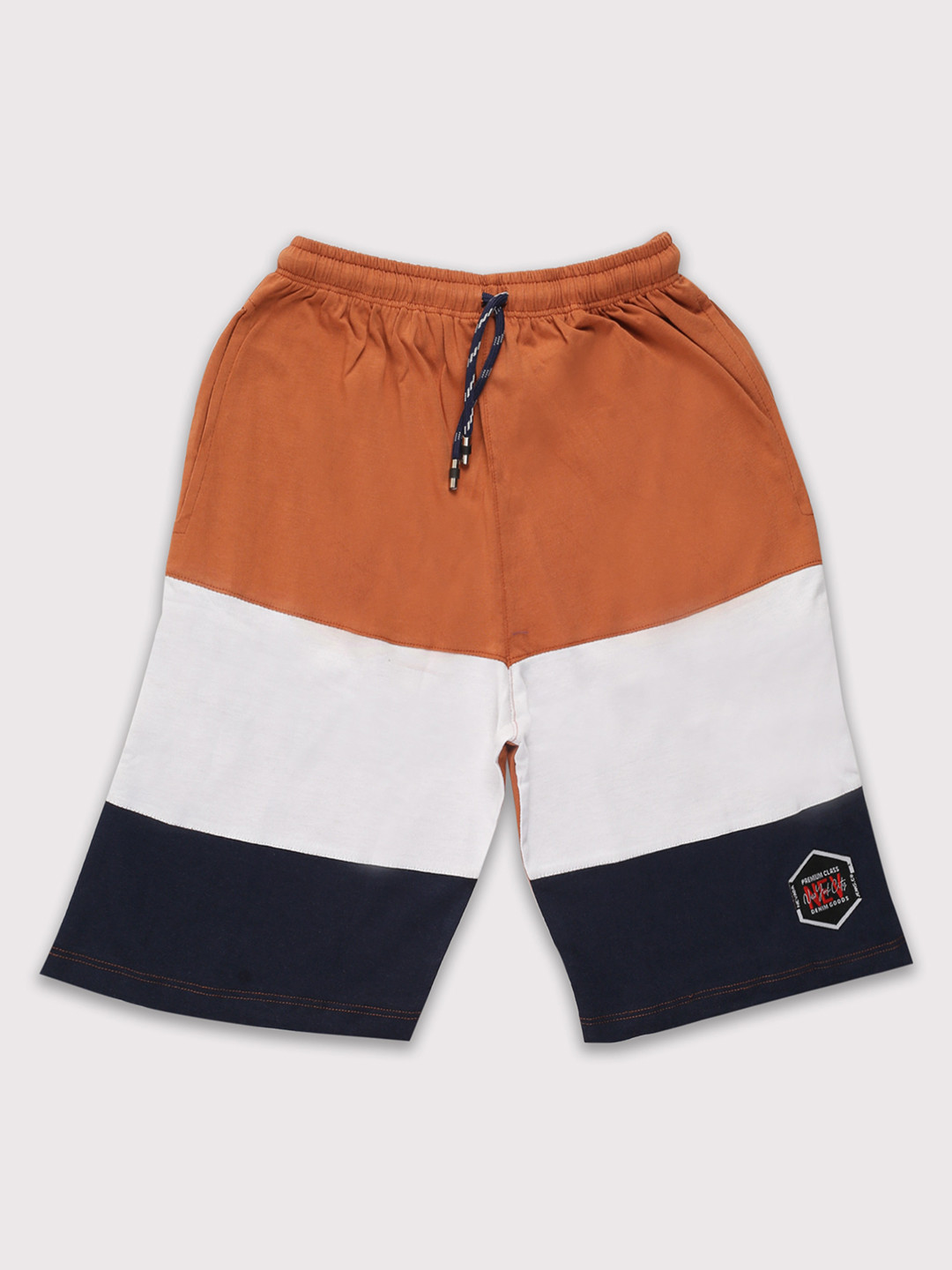 Nottie Planet Boys Colourblocked Mid Rise Pure Cotton Shorts
