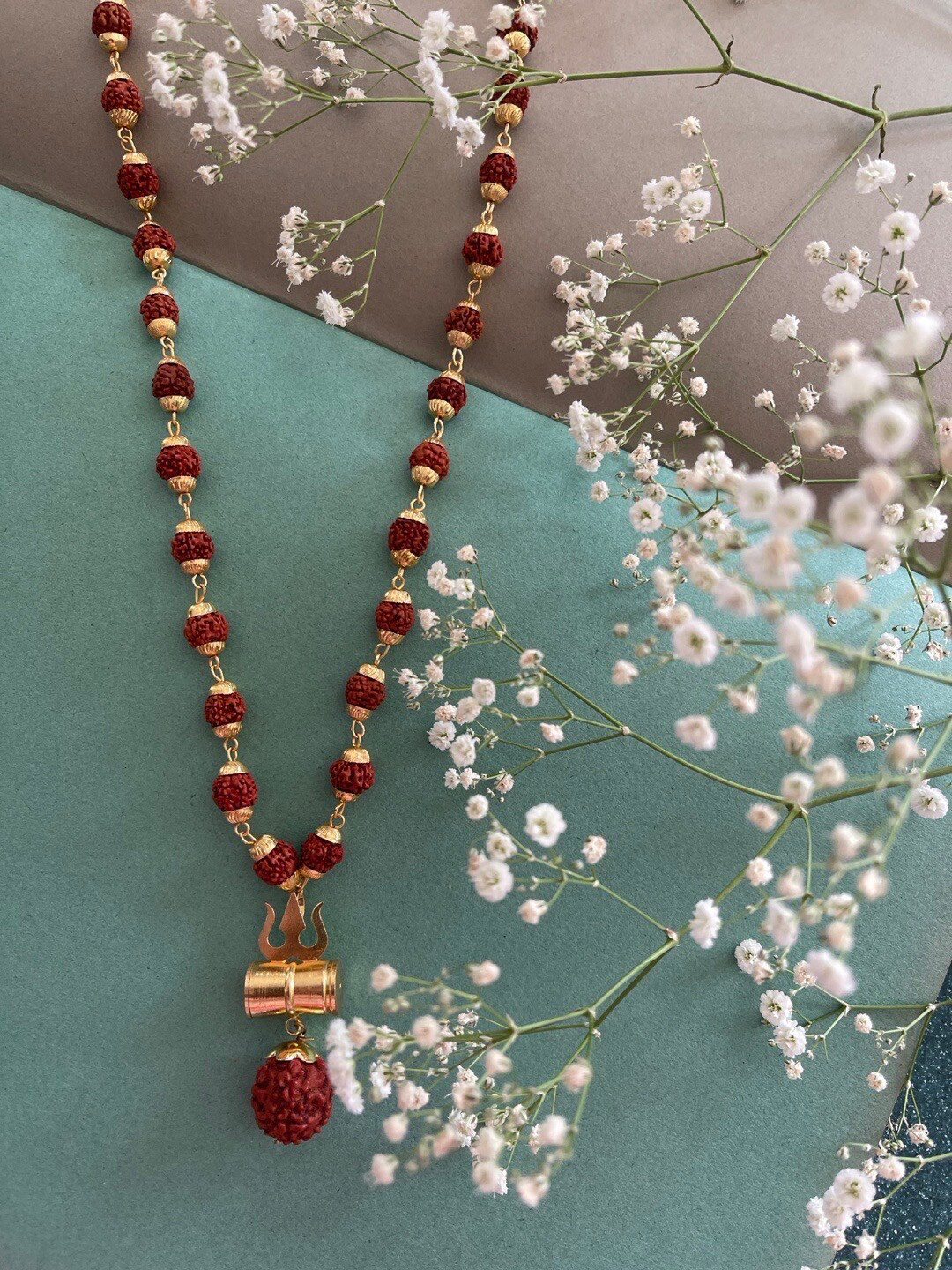 Digital Dress Room Men Gold-Plated Rudraksha Chain
