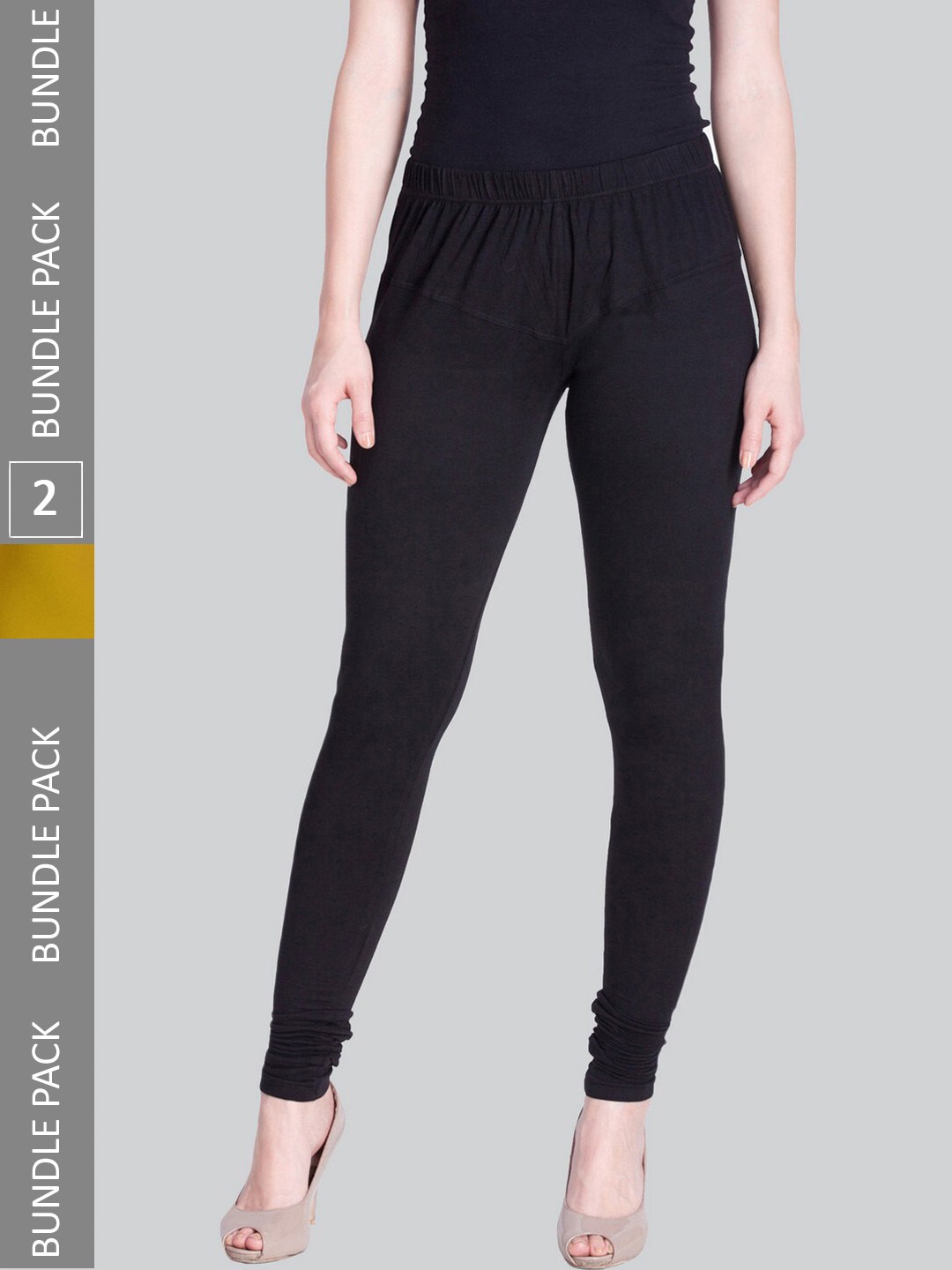LYRA Women Pack Of 2 Churidar Length Cotton Lycra Leggings