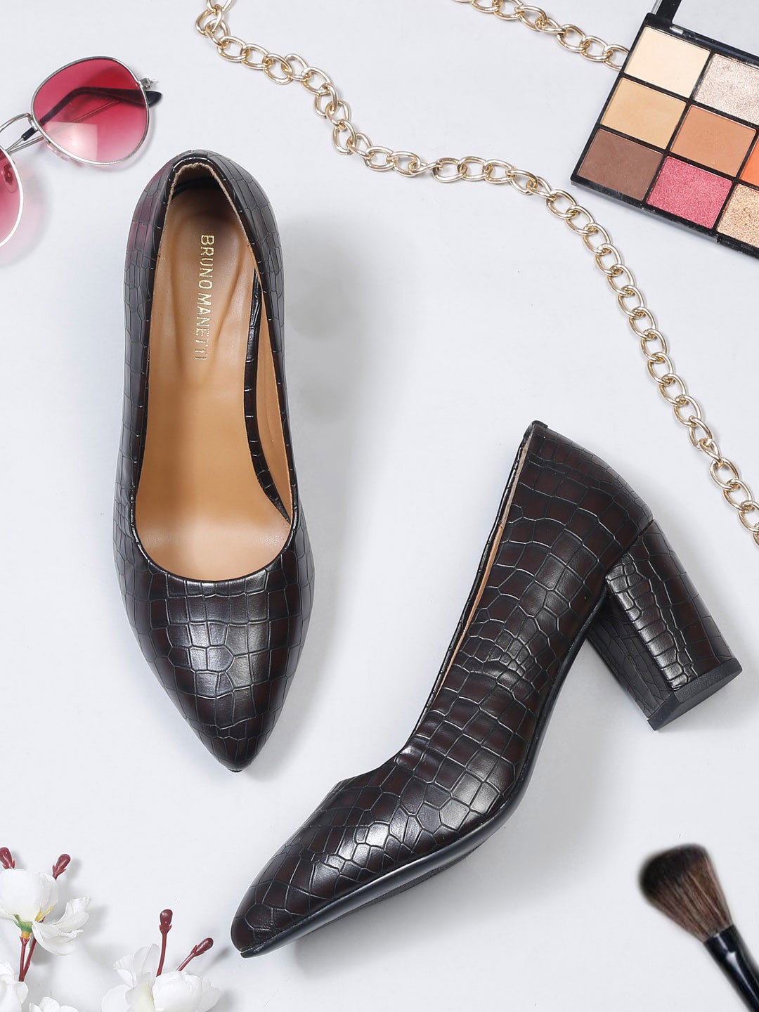 Bruno Manetti Textured Pumps Block Heels