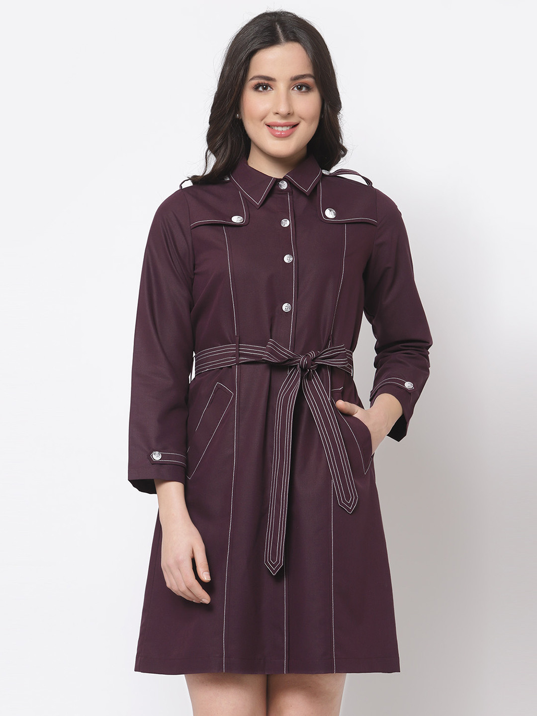 OFFICE & YOU Women Cotton Spread Collar Longline Tailored Jacket
