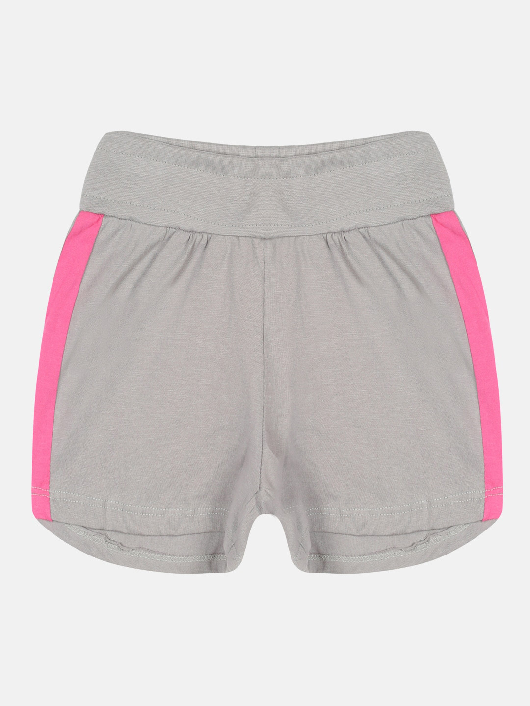 KiddoPanti Girls Pure Cotton Cut & Sew Mid-Rise Side Panel Shorts