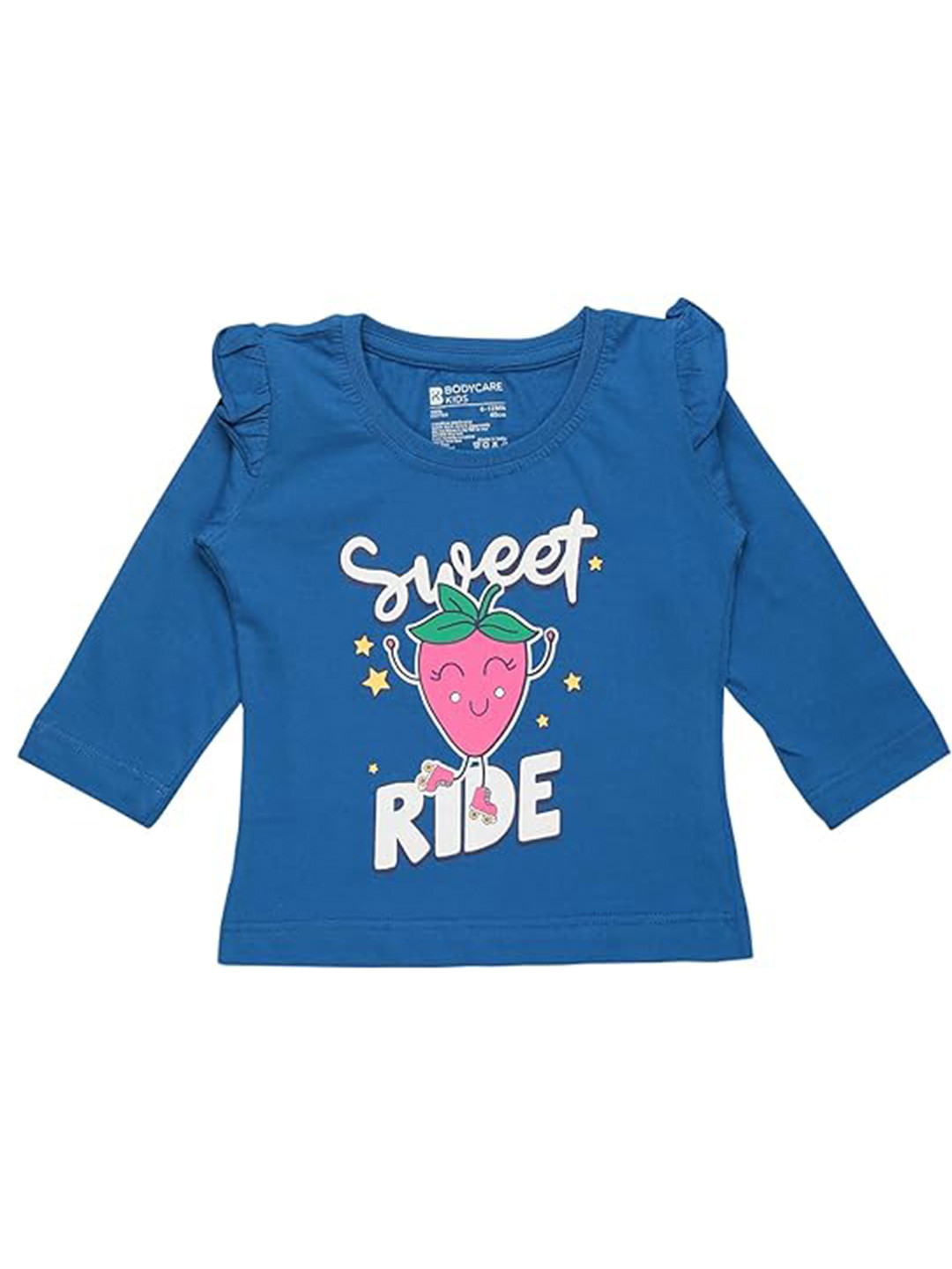 Bodycare Kids Girls Blue & Pink Typography Printed T-shirt