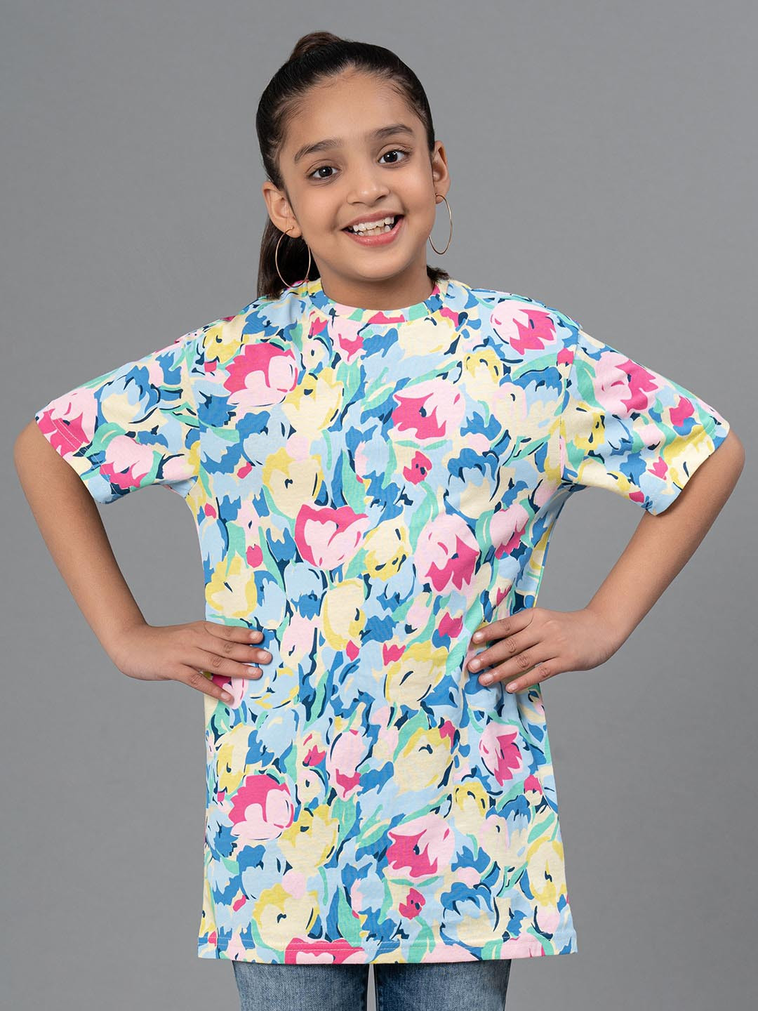 Mode by Red Tape Girls Floral Printed Pure Cotton T-shirt