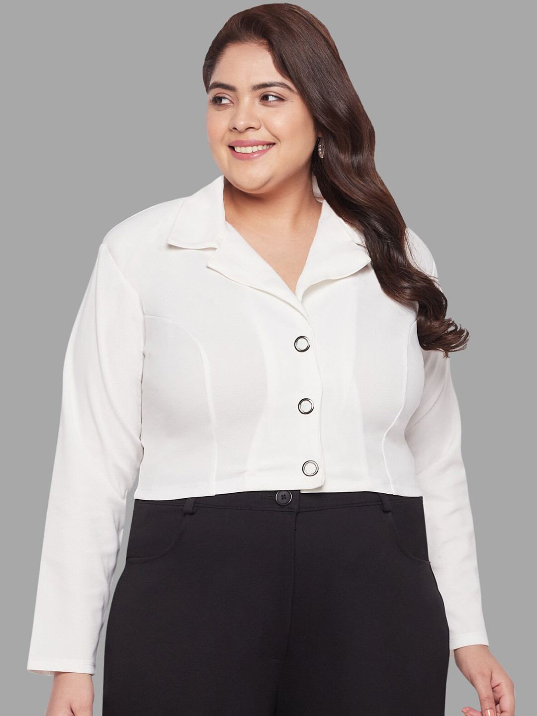 wild U Plus Size Shirt Style Crop Top