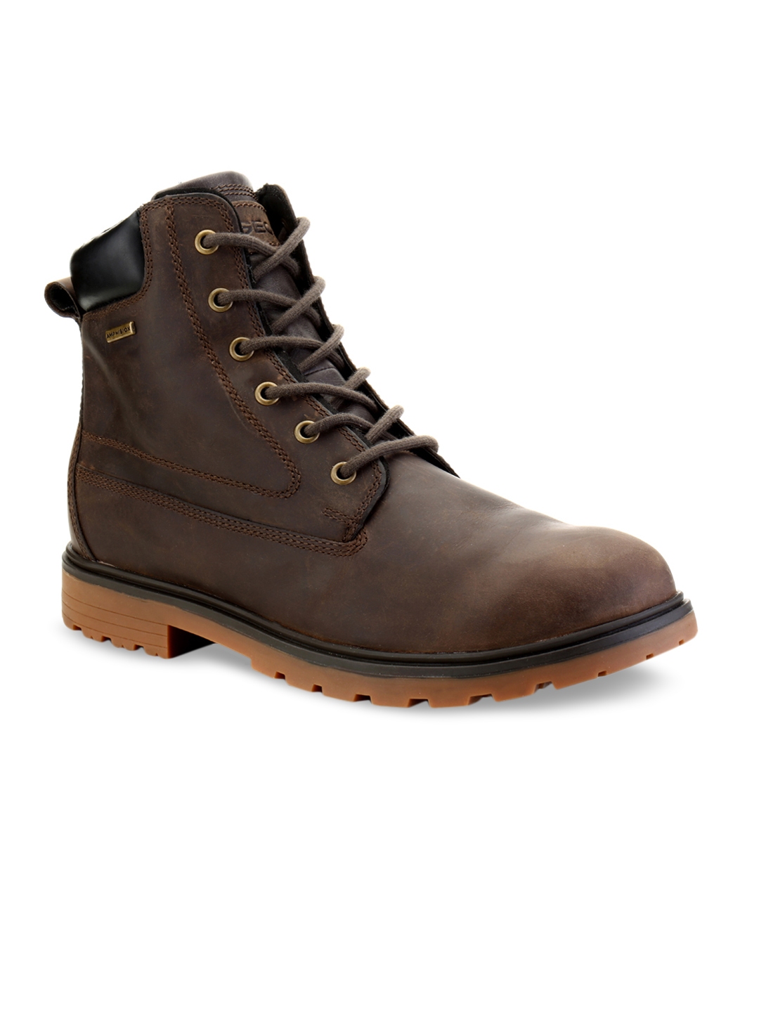 Buy Geox Men Brown Solid Leather Mid Flat Boots - Boots for Men 2194453 | Myntra
