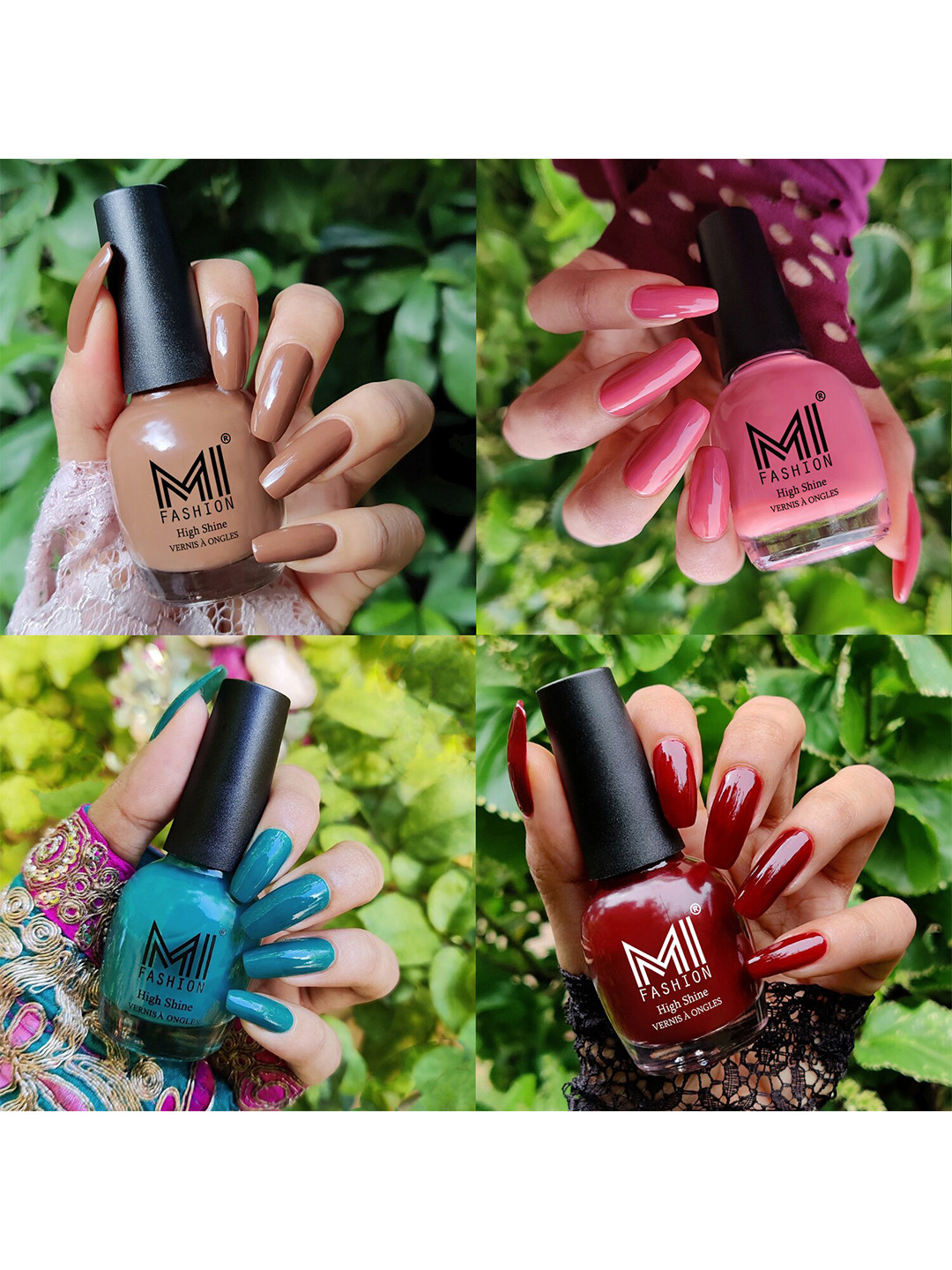 MI FASHION Set of 4 High Shine Vernis A Ongles Nail Polish 15ml Each - 22, 23, 26, 44