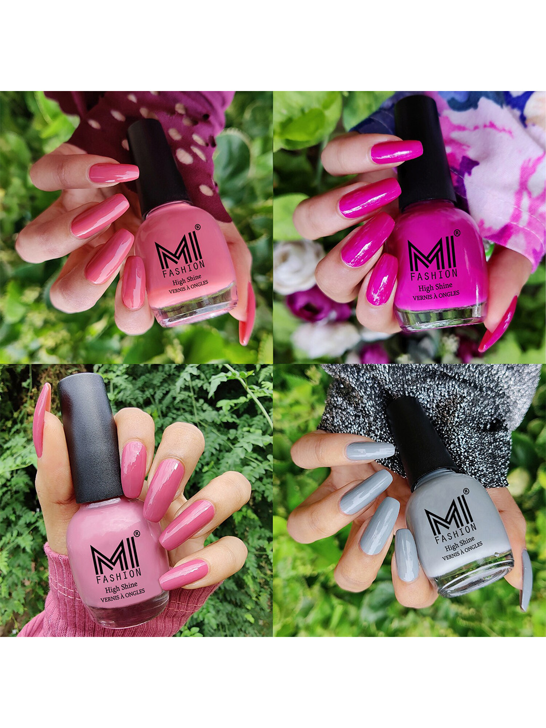 MI FASHION Set of 4 High Shine Vernis A Ongles Nail Polish 15ml Each - 23, 35, 39, 41
