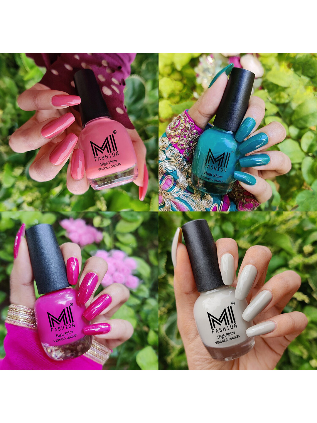 MI FASHION Set of 4 High Shine Vernis A Ongles Nail Polish 15ml Each - 23, 26, 32, 68