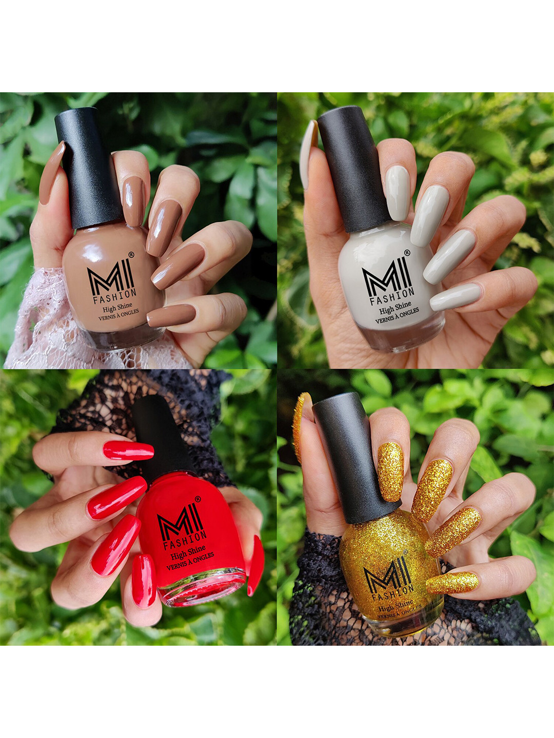 MI FASHION Set of 4 High Shine Vernis A Ongles Nail Polish 15ml Each - 22, 68, 71, 86