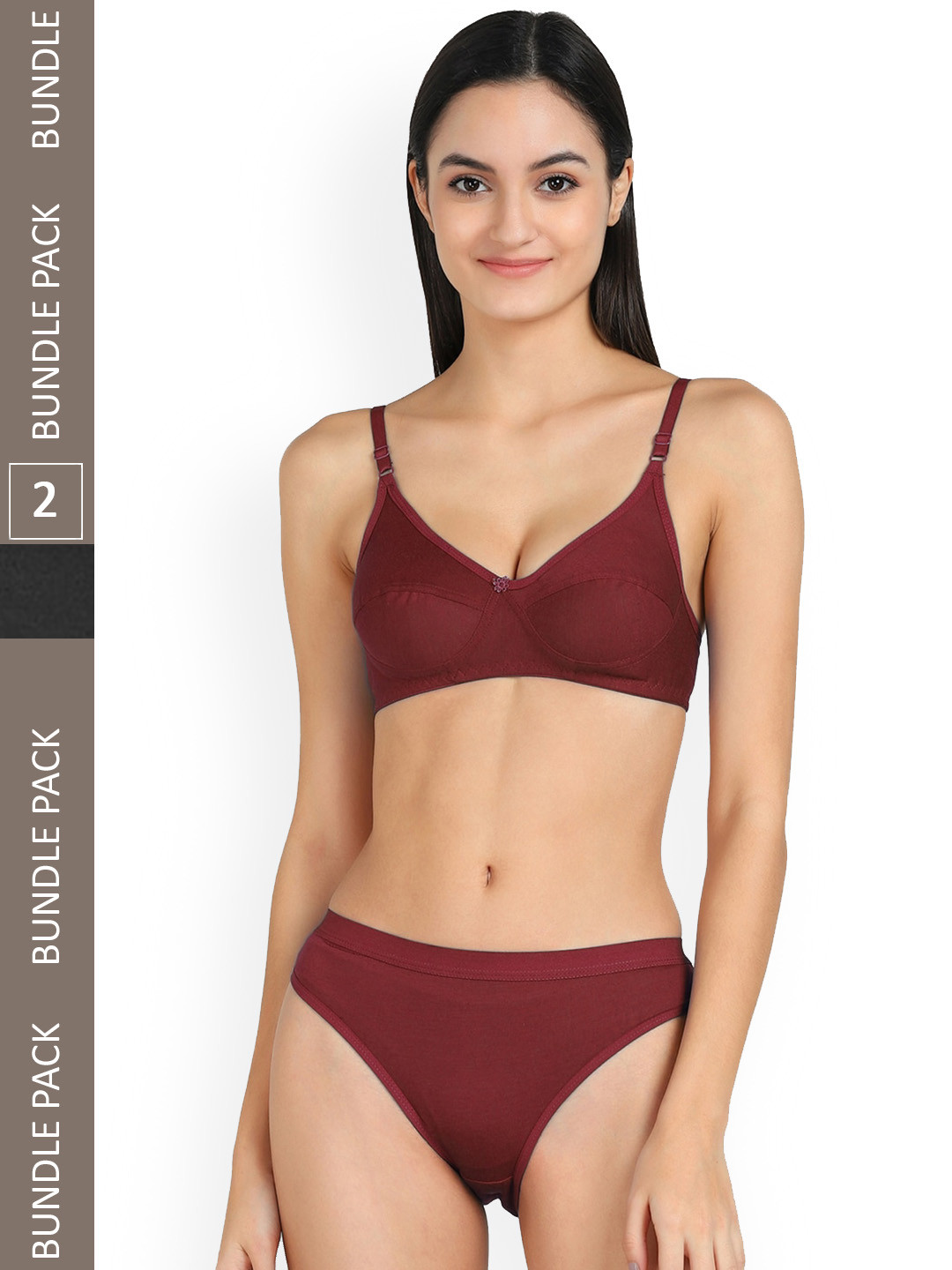 AROUSY Pack Of 2 Mid-Rise Non-Padded Cotton Lingerie Set