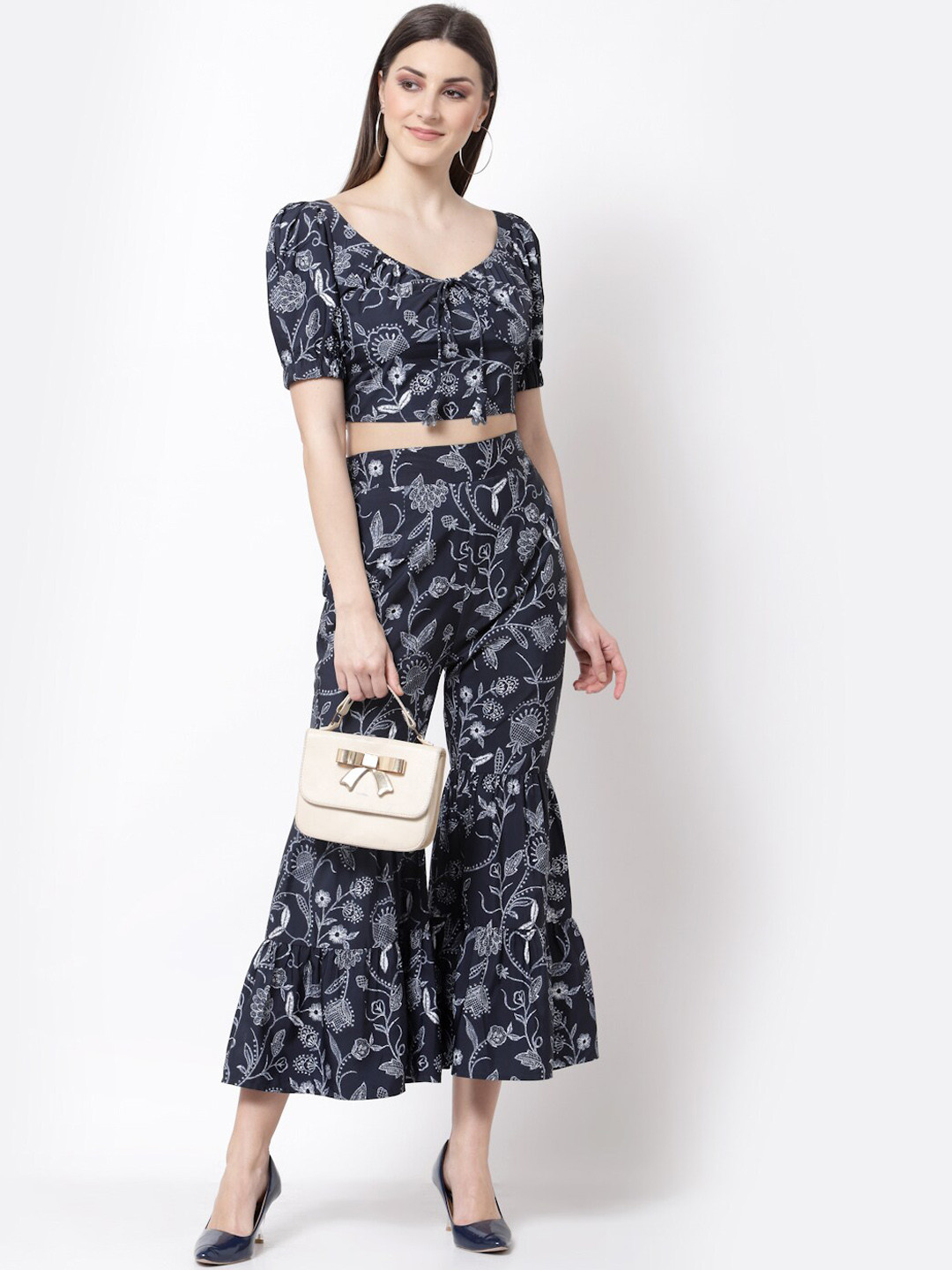 BLANC9 Women Floral Printed Top and Sharara Co-Ords