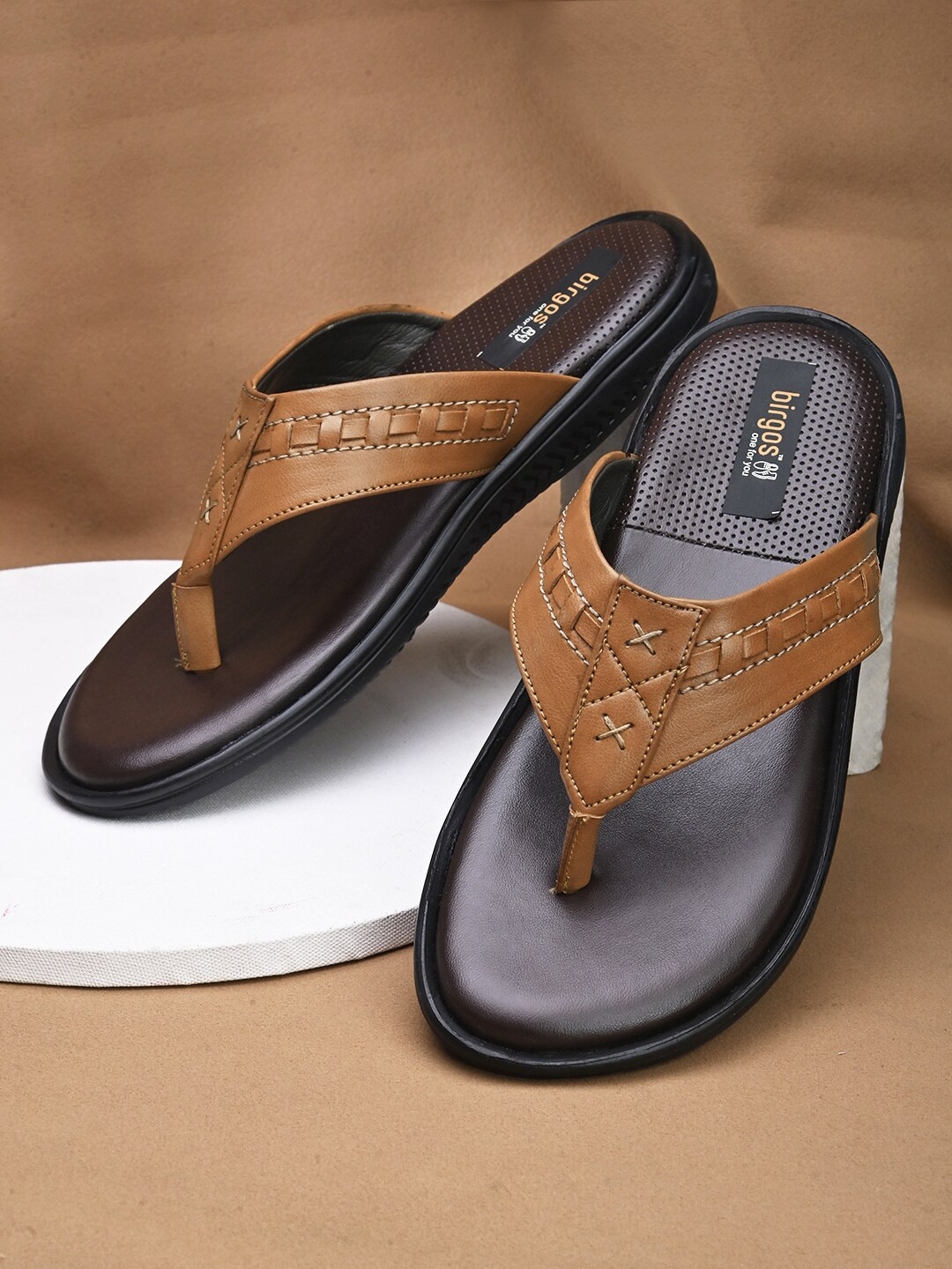 birgos Men Woven Design Open Toe Comfort Sandals
