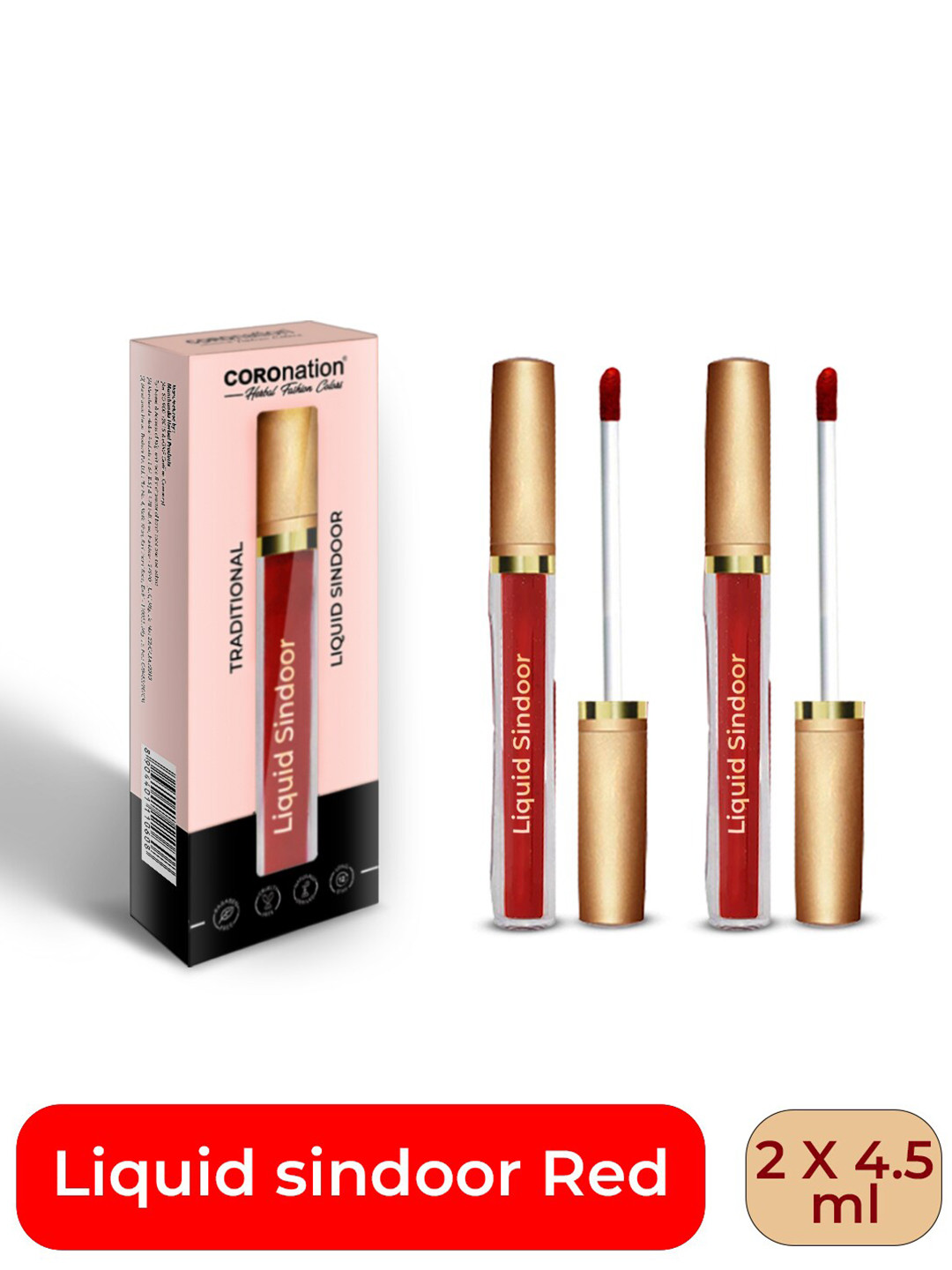 COROnation Herbal Set of 2 Traditional Long-Lasting Liquid Sindoor 4.5ml each - Red