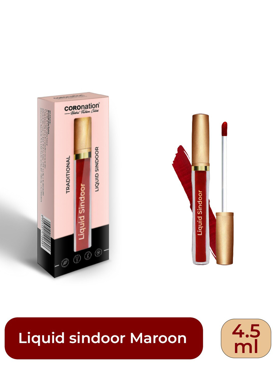 COROnation Herbal Traditional Long-Lasting Smudge-Free Liquid Sindoor 4.5ml - Maroon