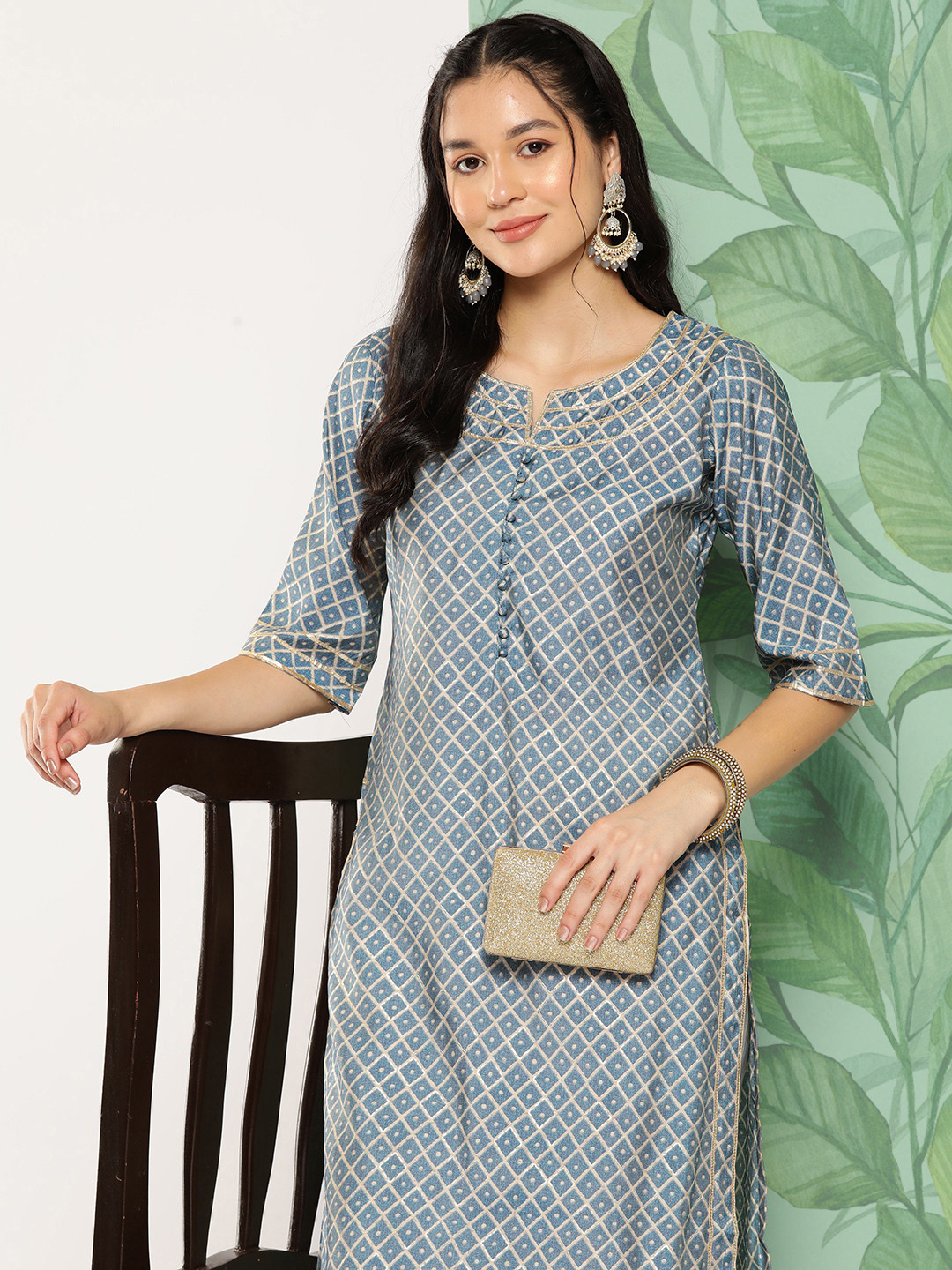 Gerua By Libas Geometric Printed Flared Sleeves Gotta Patti Kurta