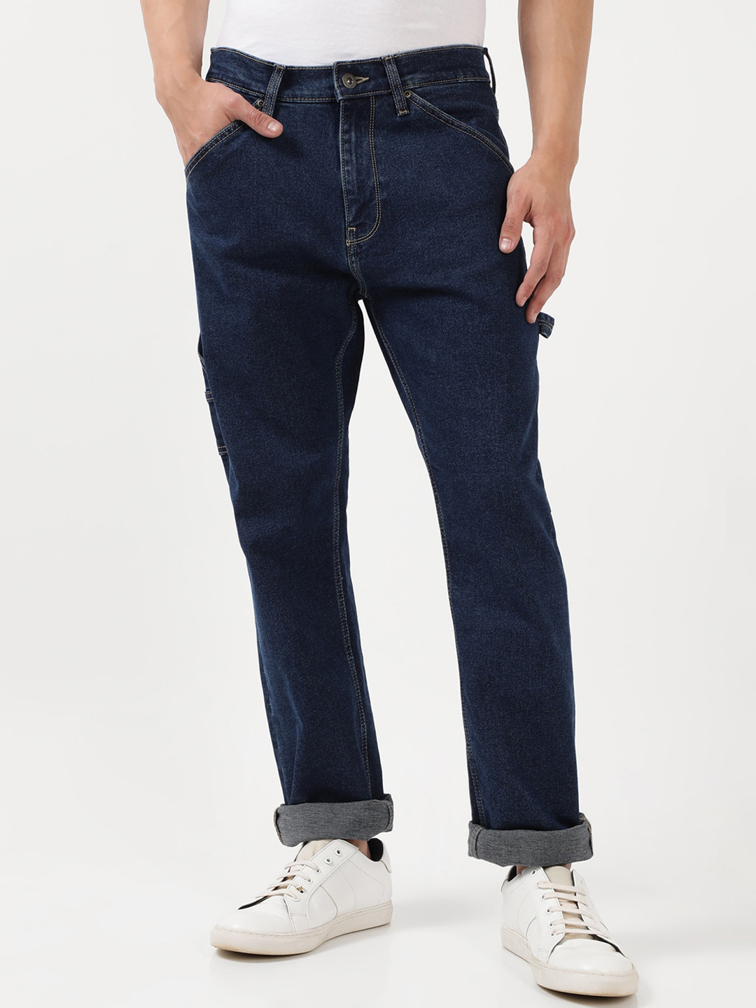 Lee Men Cuffed Hem Mid-Rise Stretchable Cotton Jeans