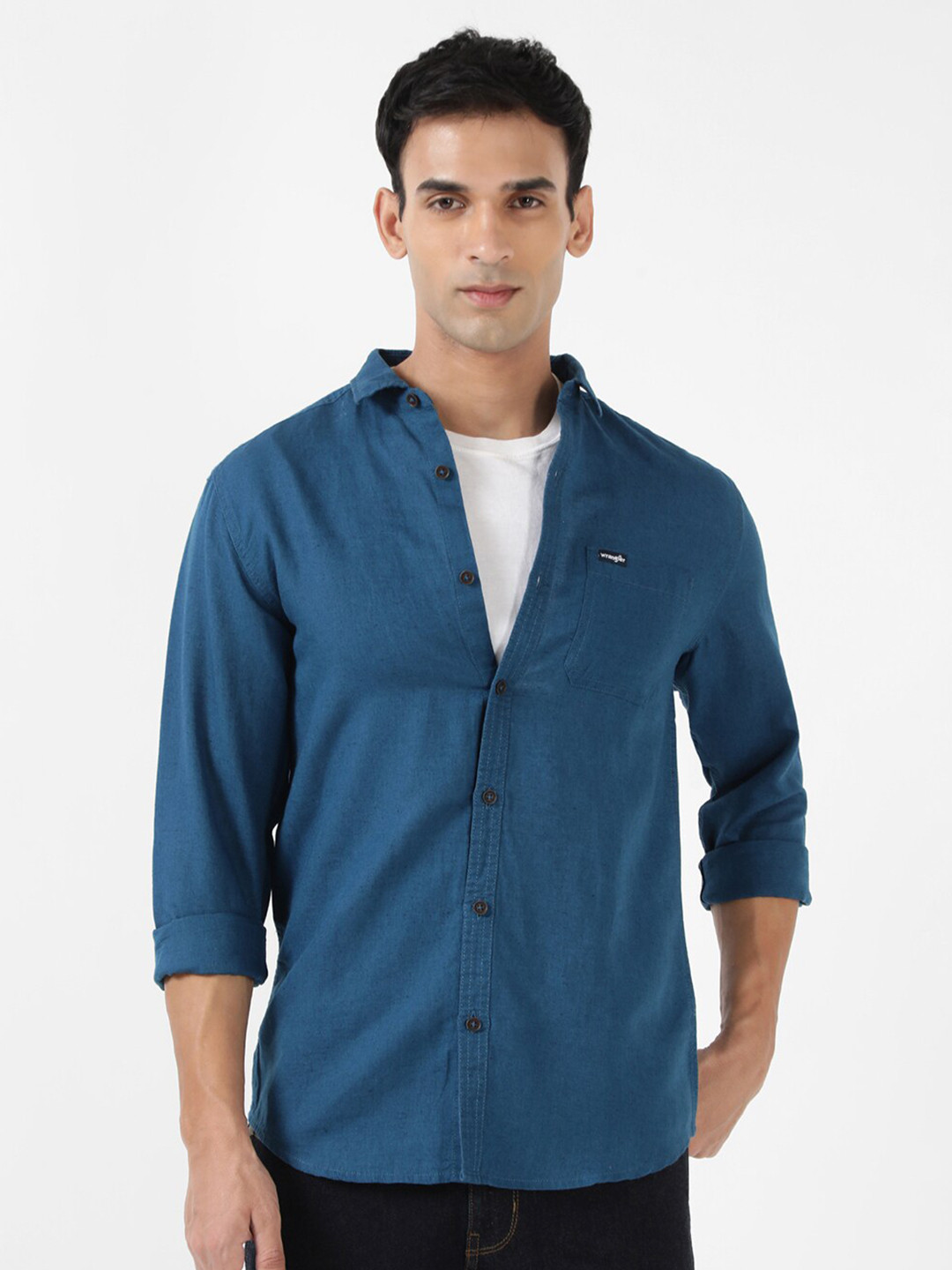 Wrangler Spread Collar Cotton Casual Shirt