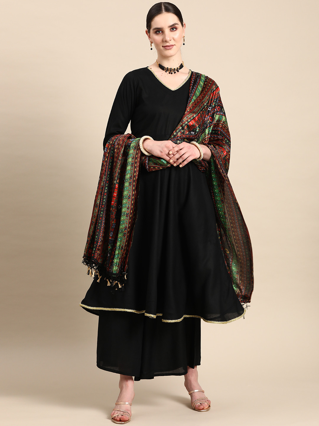 Anouk Gotta Patti Kurta With Palazzos & Dupatta