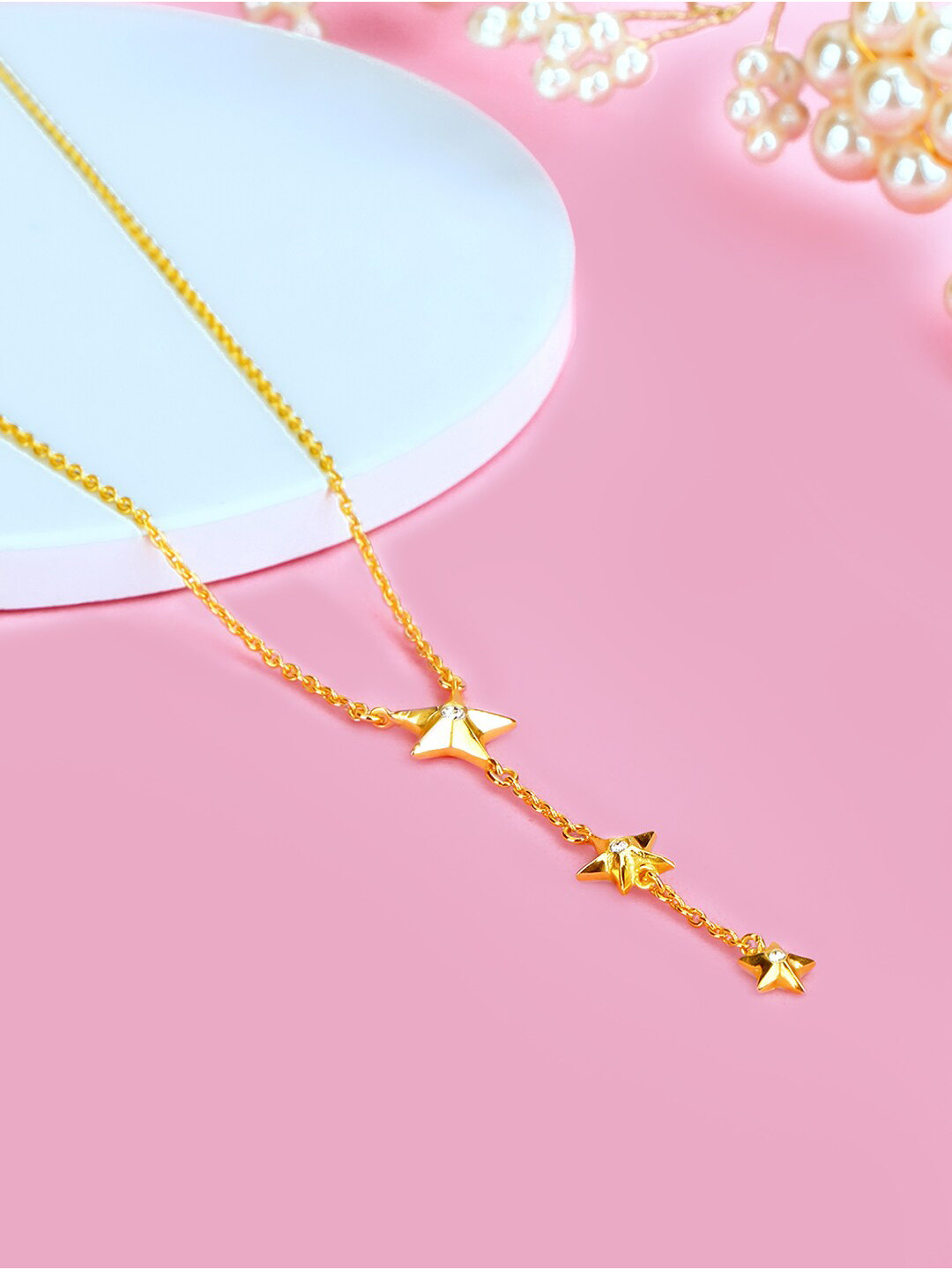 GIVA Sterling Silver Gold-Plated Stars Necklace