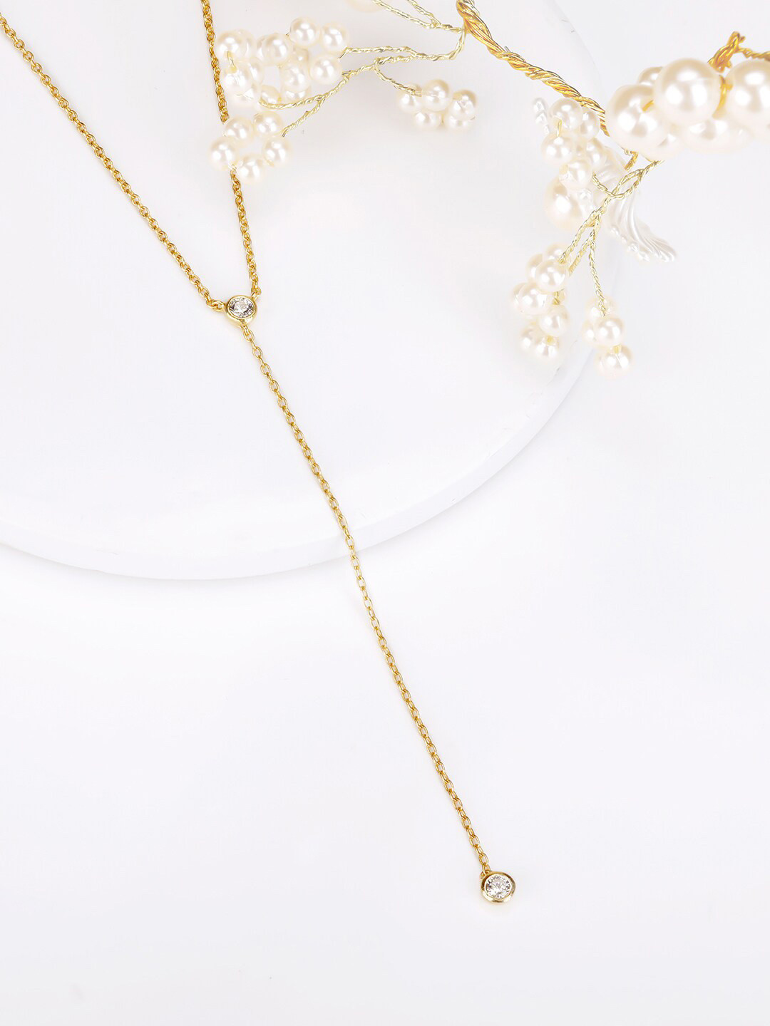 GIVA Sterling Silver Gold-Plated Drop Necklace