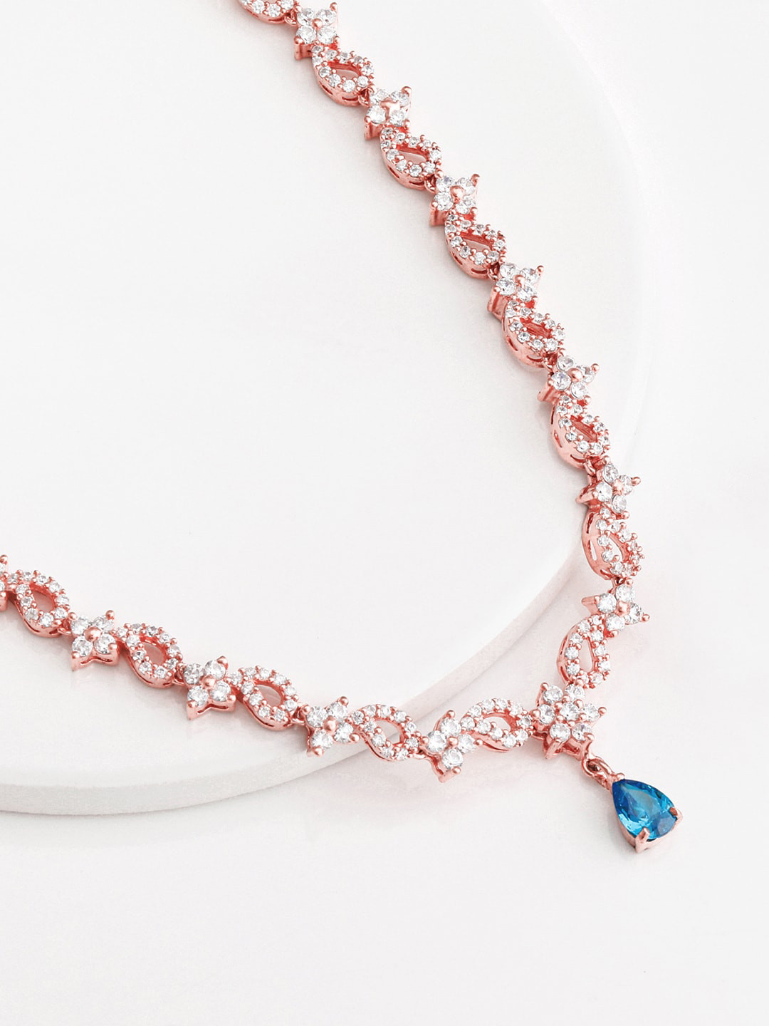 GIVA 925 Silver Rose Gold Blue Moon Necklace