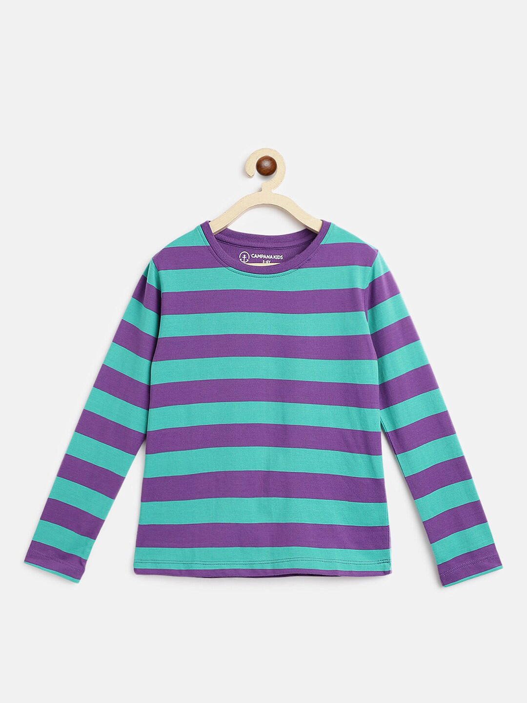 Campana Girls Striped Long Sleeve Cotton T-shirt