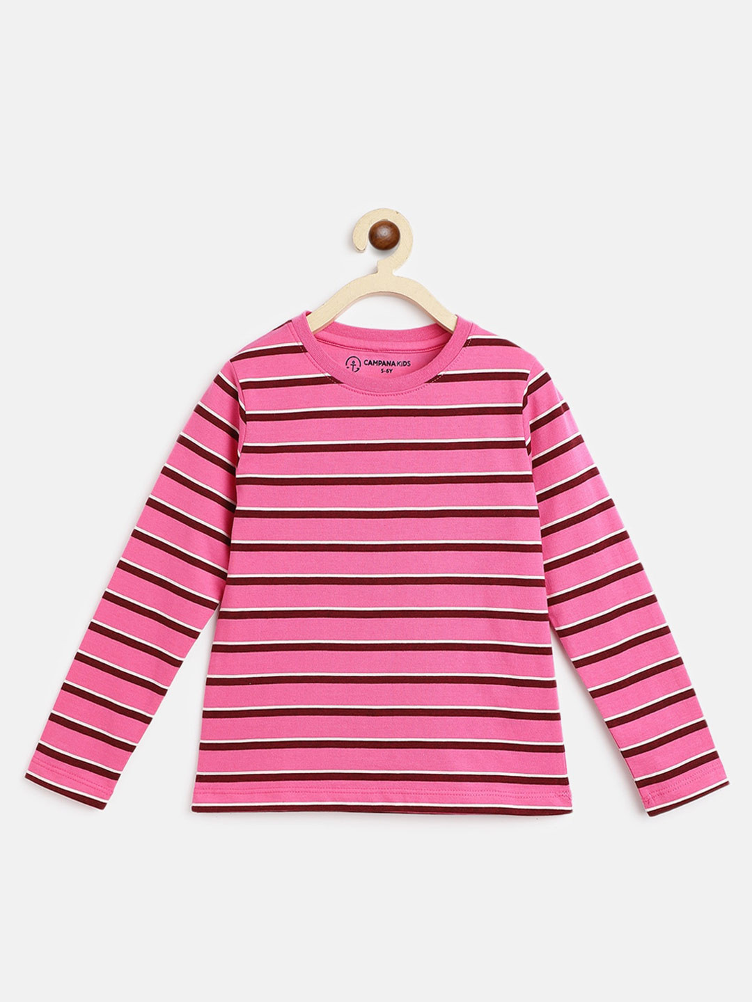 Campana Girls Striped Long Sleeve Cotton T-shirt