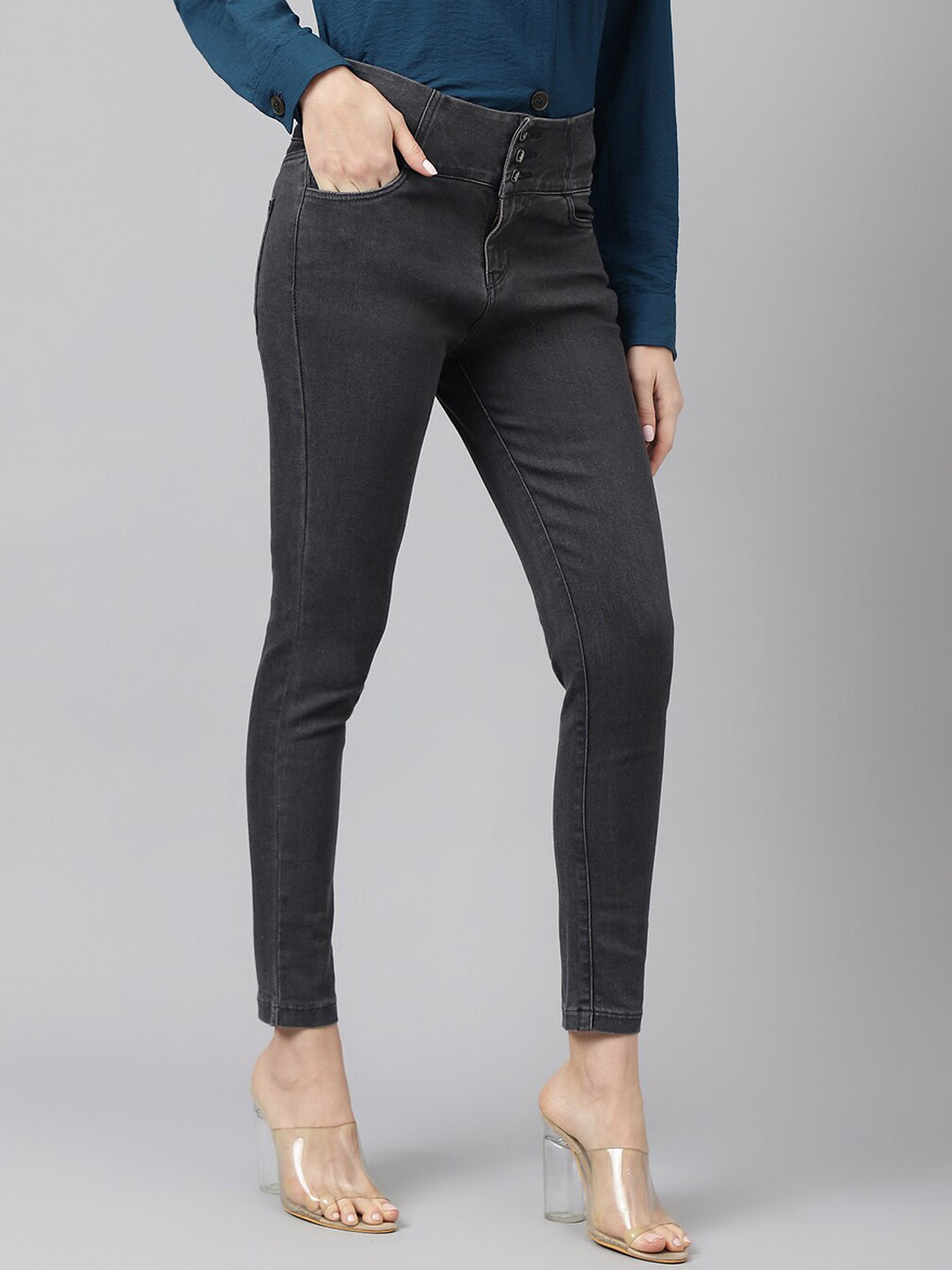 Xpose Women Comfort Clean Look Slim Fit High-Rise Stretchable Jeans