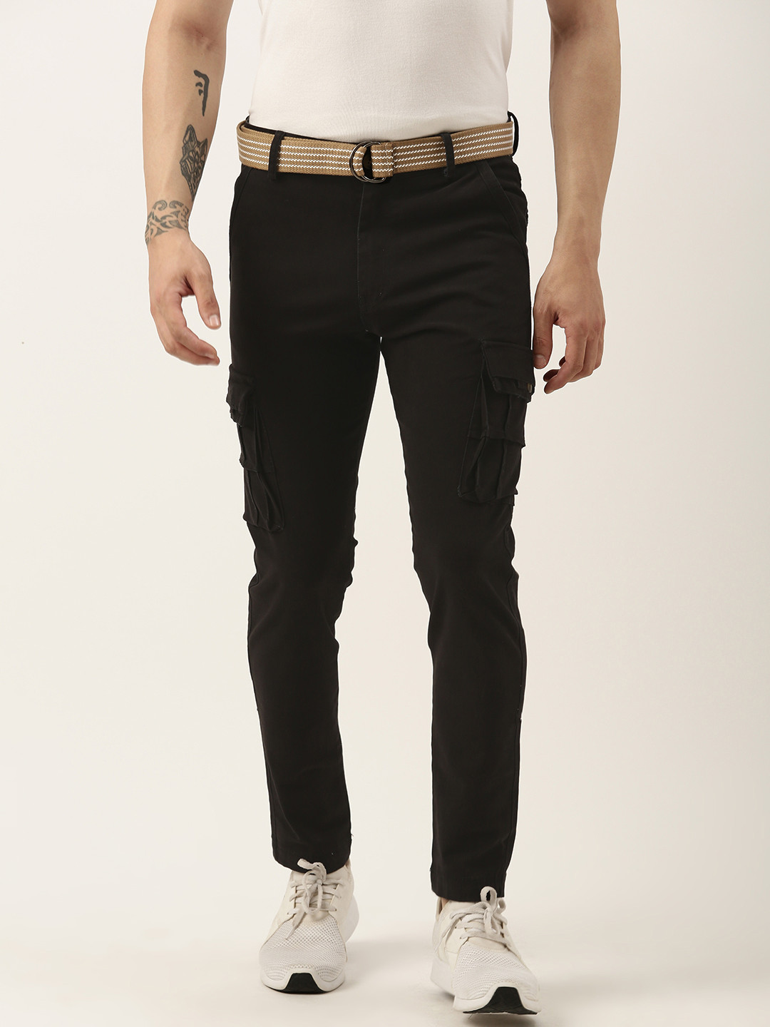 Sports52 wear Men Pure Cotton Solid Mid-Rise Comfort Cargos
