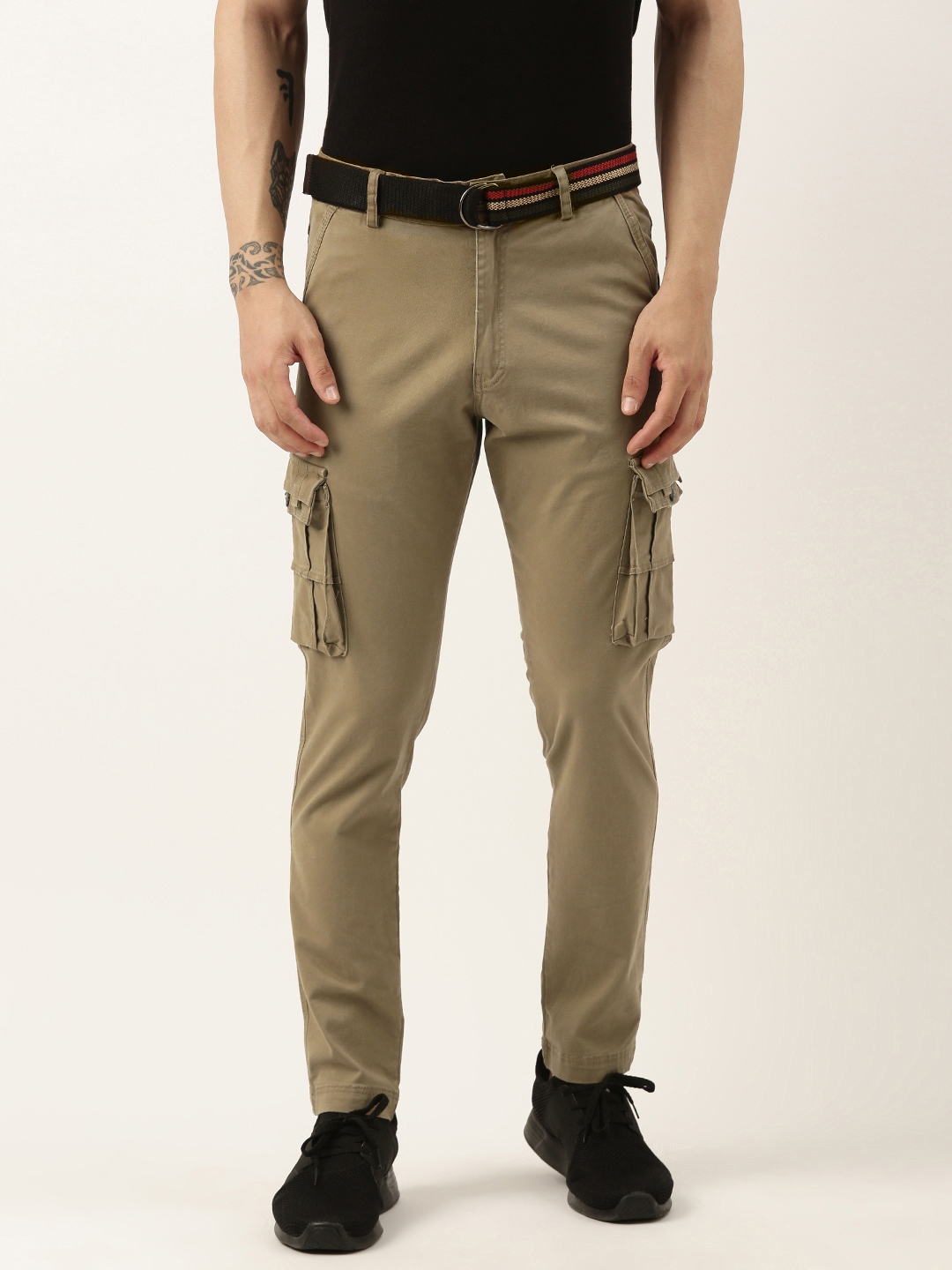 Buy Sports52 wear Men Mid Rise Pure Cotton Comfort Tailored Fit Belted Cargo Trouser Trousers for Men 21952880 Myntra