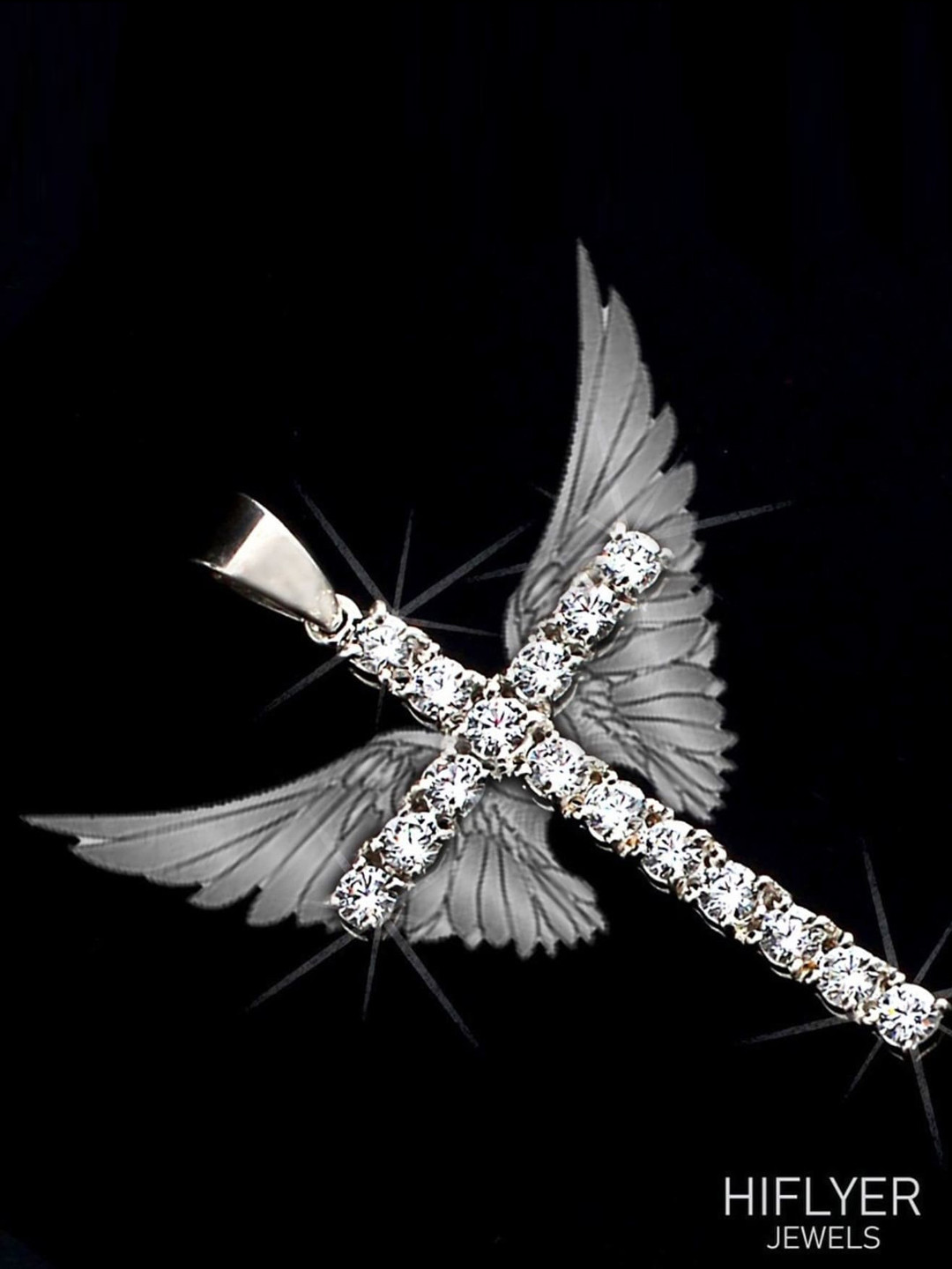 HIFLYER JEWELS 925 Sterling Silver Stones-Studded Cross Shaped Pendant