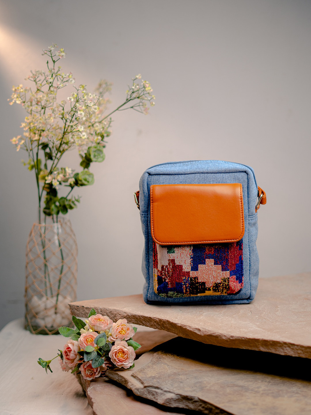 NR By Nidhi Rathi Self Design Structured Sling Bag