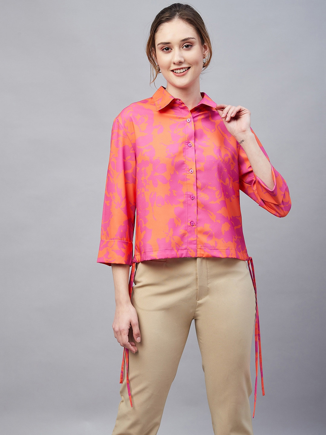 RARE Abstract Printed Tie-Ups Casual Shirt