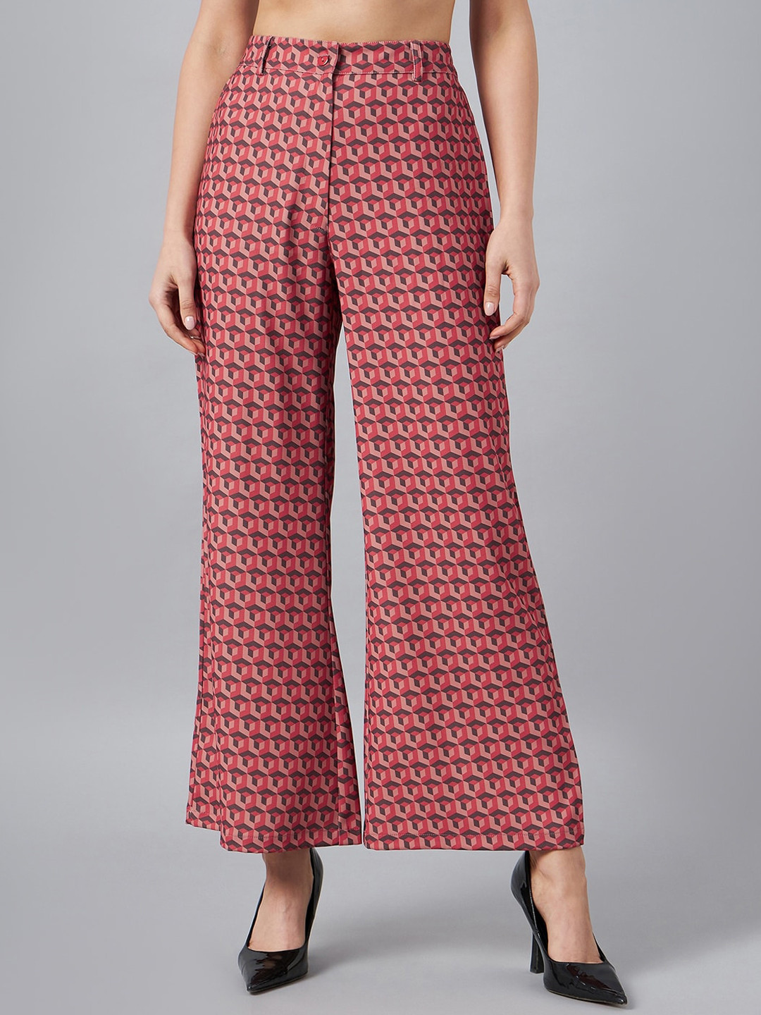 Marie Claire Women Printed High-Rise Trousers