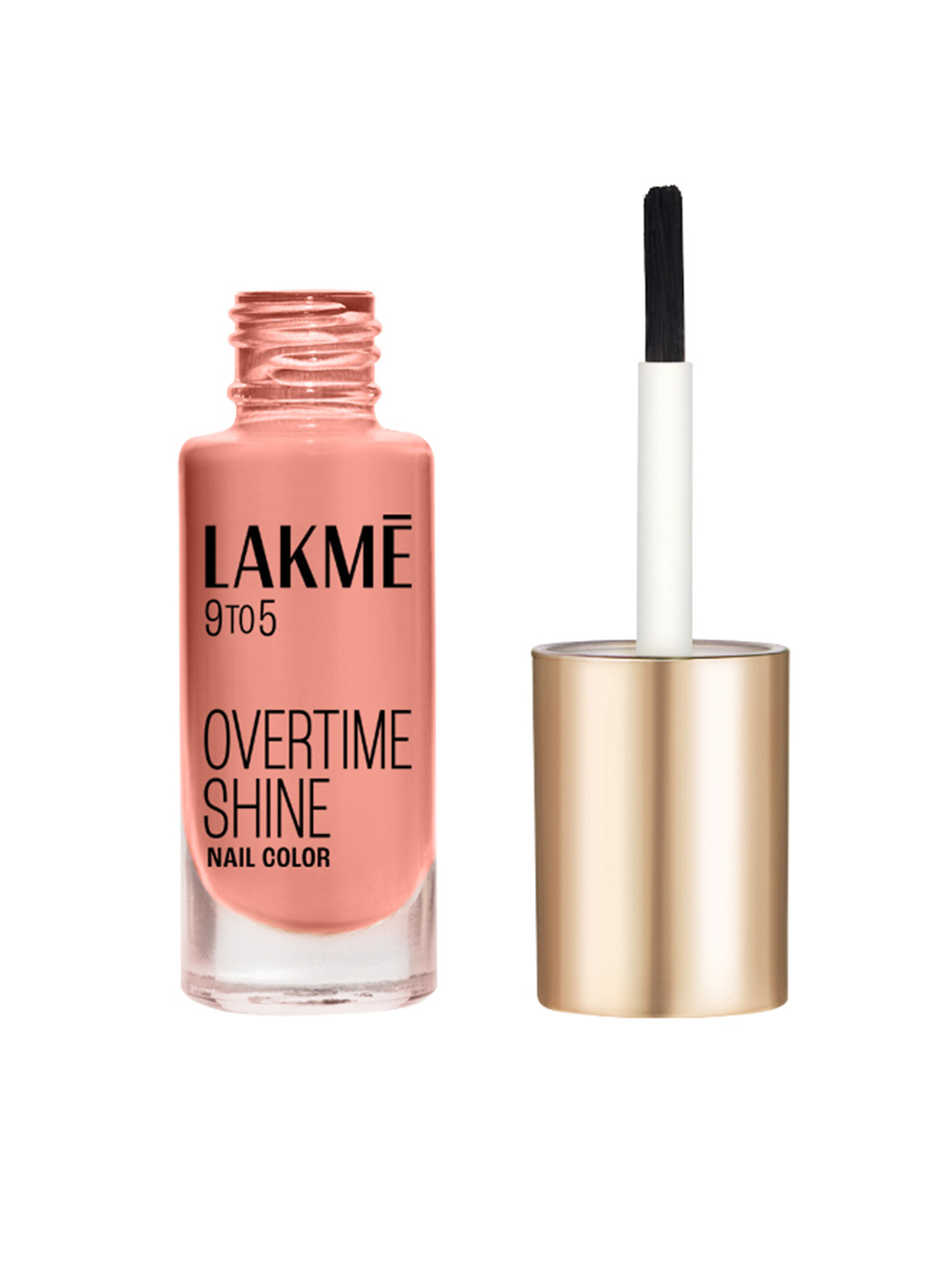 Lakme 9to5 Overtime Shine Glossy Long Lasting & Quick Dry Nail Color 6ml - Candy Peach