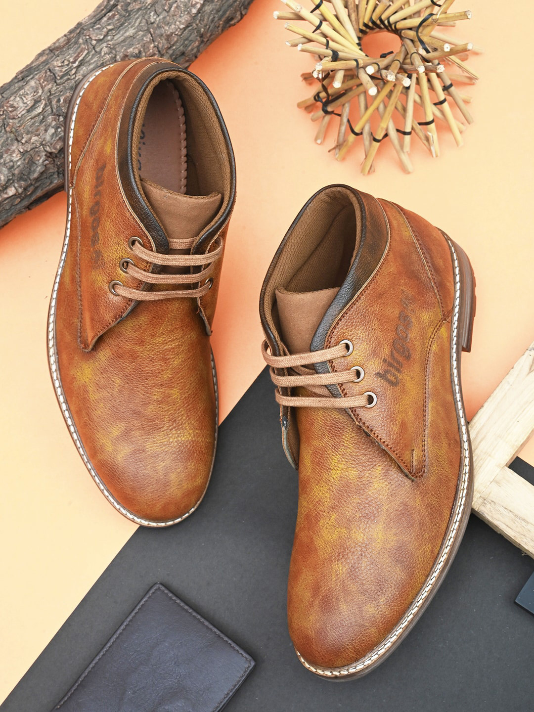 birgos Men Leather Mid Top Basics Derbys