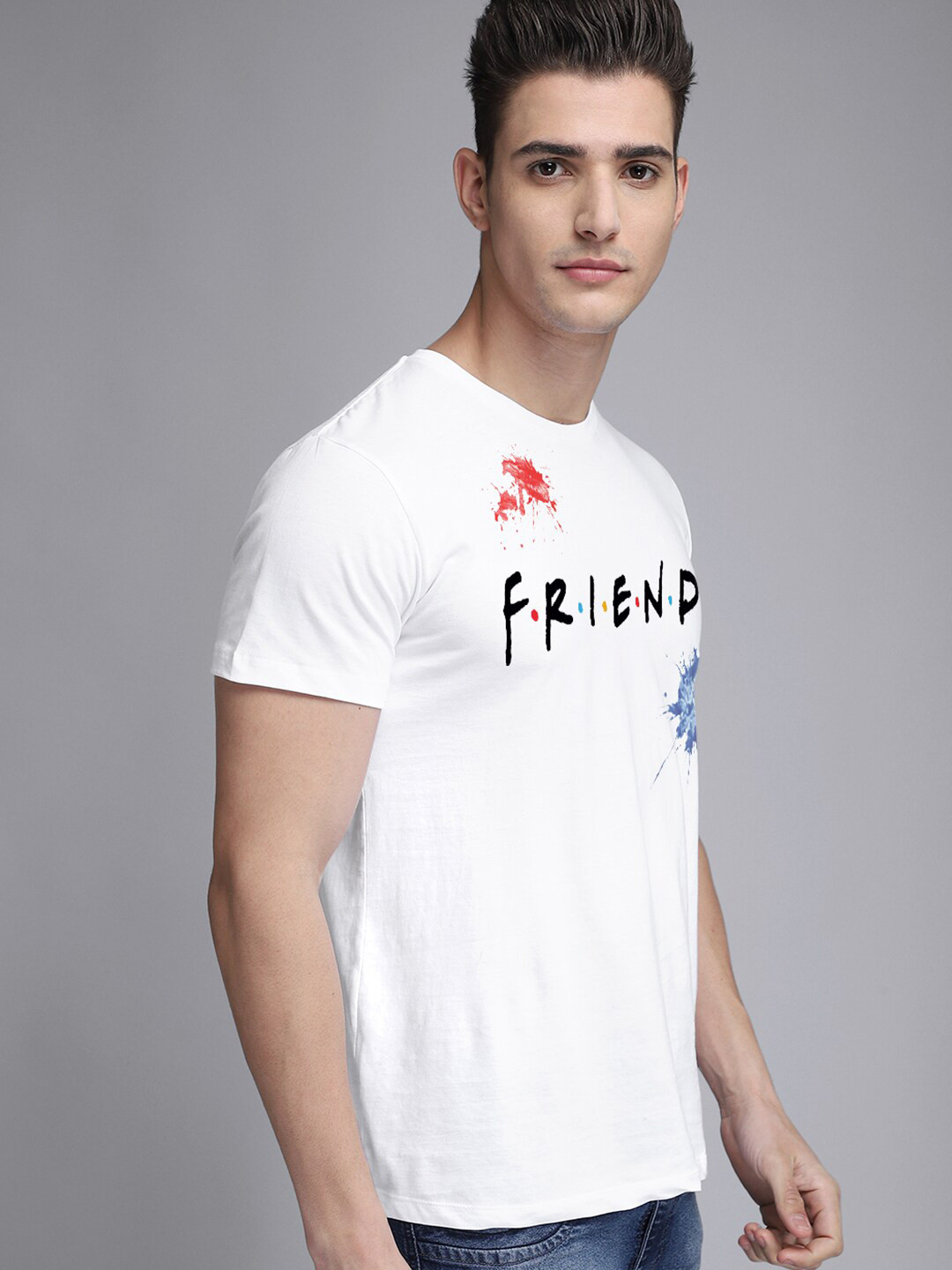 Free Authority Friends Typography Printed Cotton T-Shirts