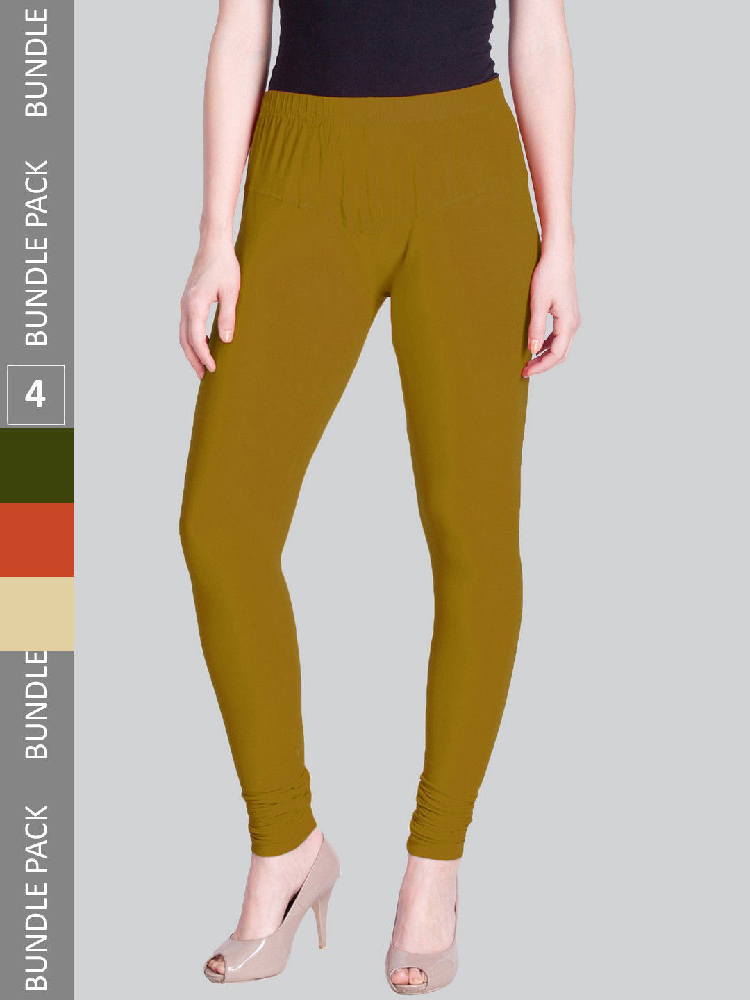 LYRA Pack Of 4 Sculpting Seam Mid Rise Stretchable Churidar-Length Leggings