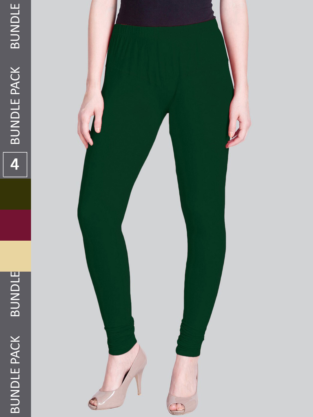 LYRA Women Pack Of 4 Churidar-Length Cotton Lycra Leggings