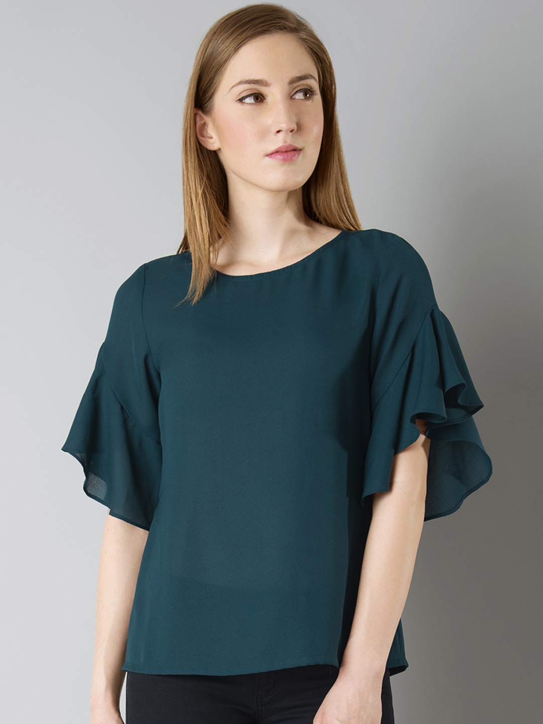 EMERALD GREEN CHIFFON TOP