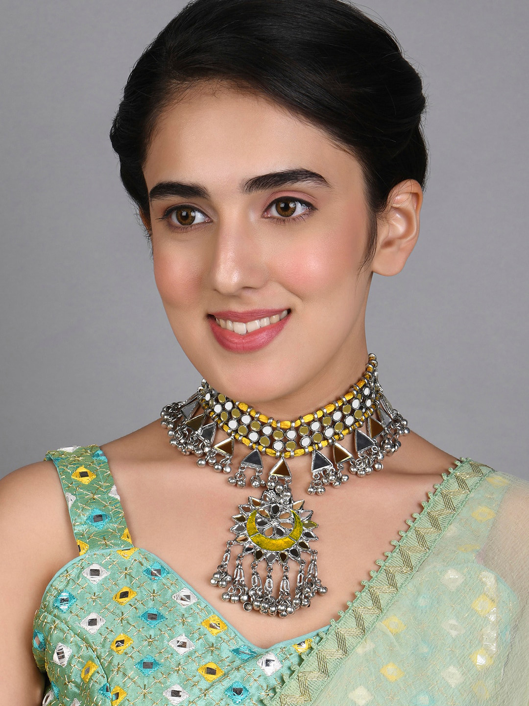 Fida Silver-Plated Mirror Choker Necklace