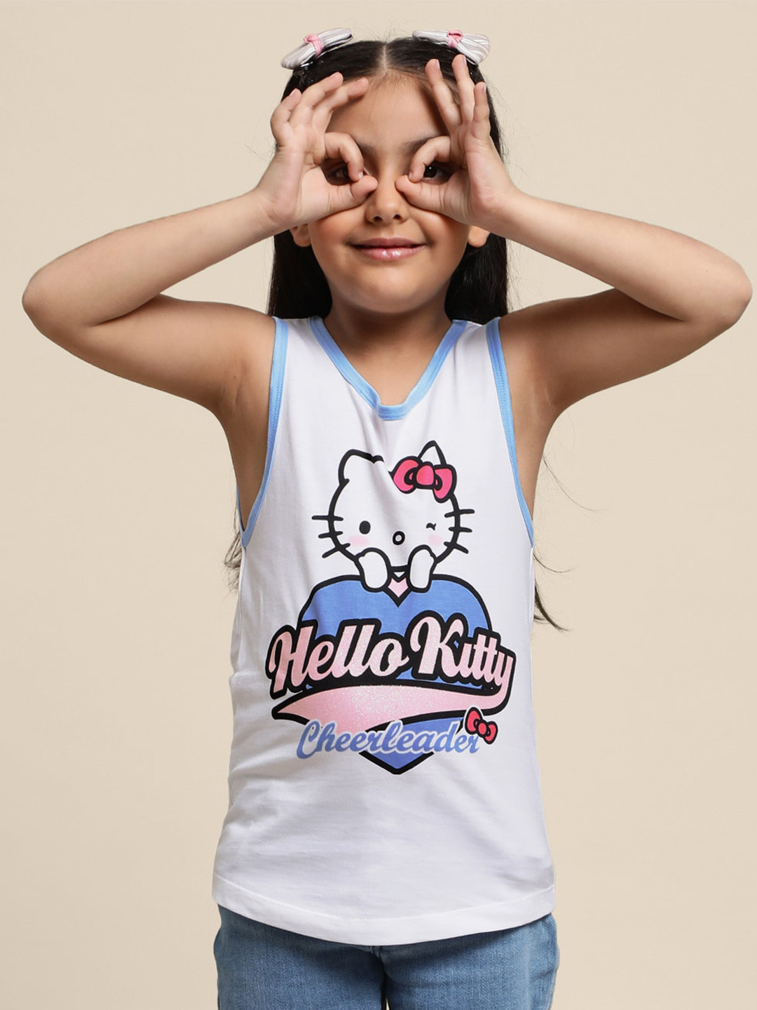 Kids Ville Girls Hello Kitty-Printed Cotton Tank Top