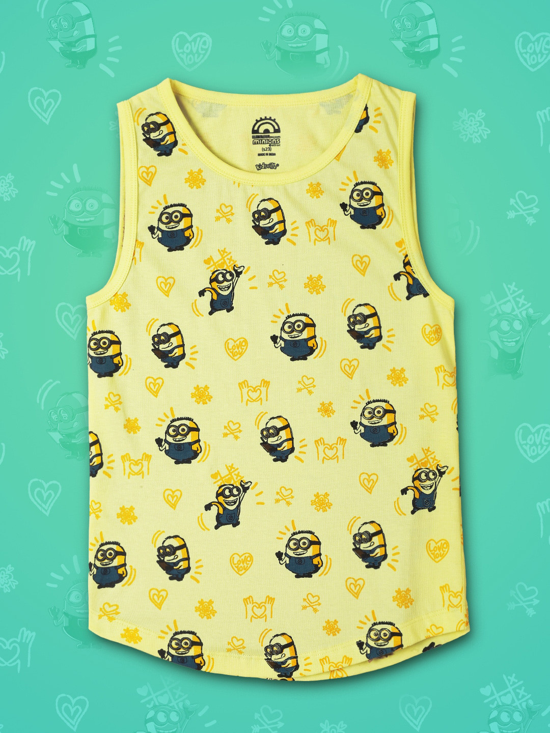 Kids Ville Girls Minions-Printed Cotton Tank Top