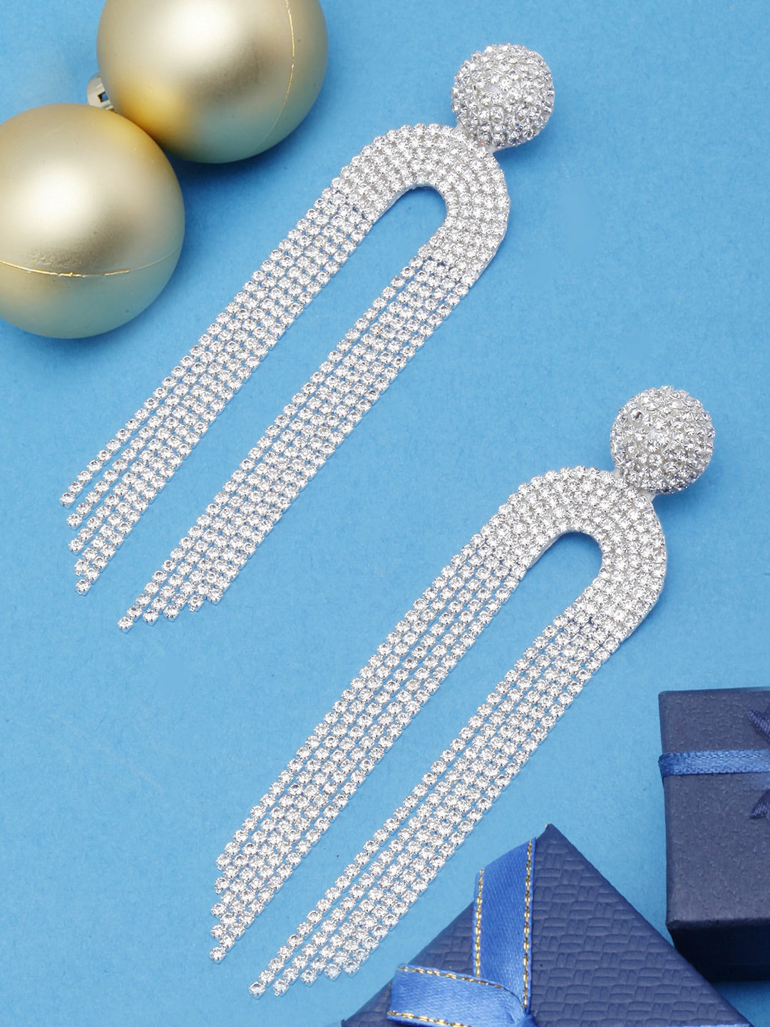 DressBerry Silver-Plated Contemporary Drop Earrings