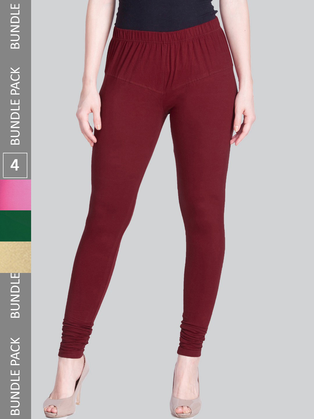 LYRA Women Pack Of 4 Churidar-Length Cotton Lycra Leggings