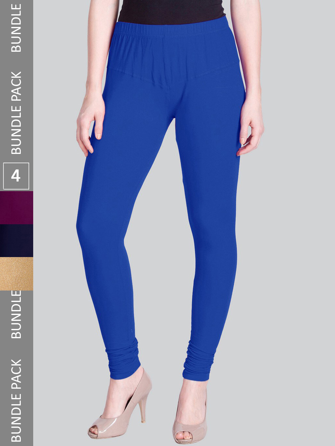 LYRA Women Pack Of 4 Churidar-Length Cotton Lycra Leggings