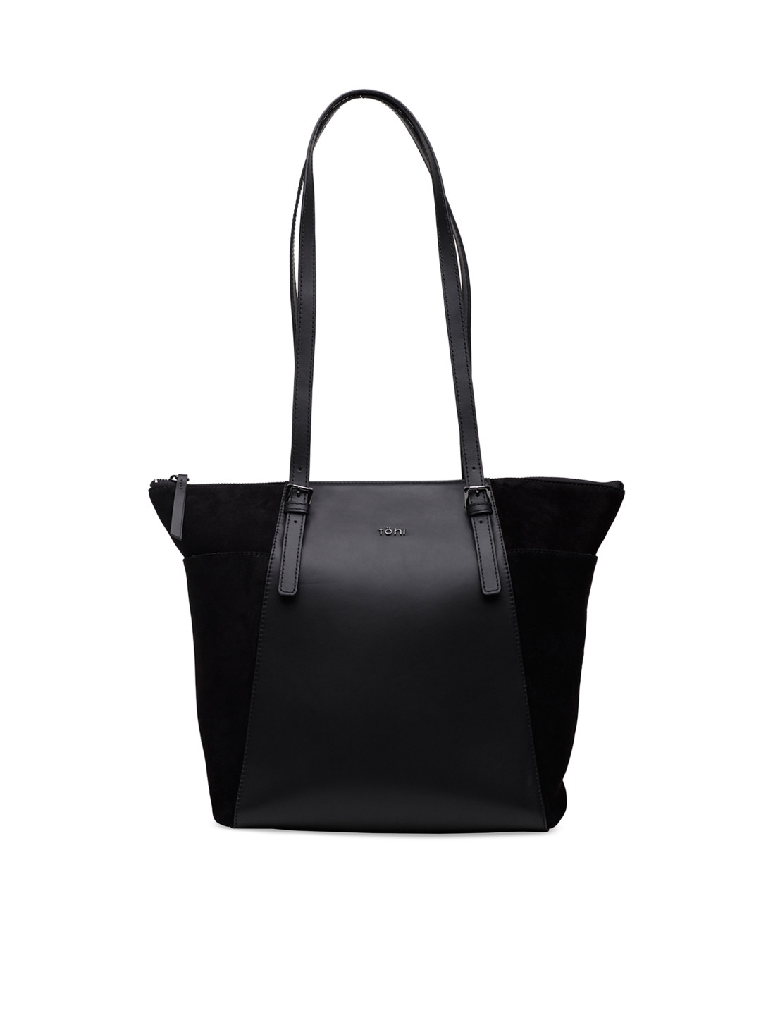 tohl Black Solid Leather Shoulder Bag