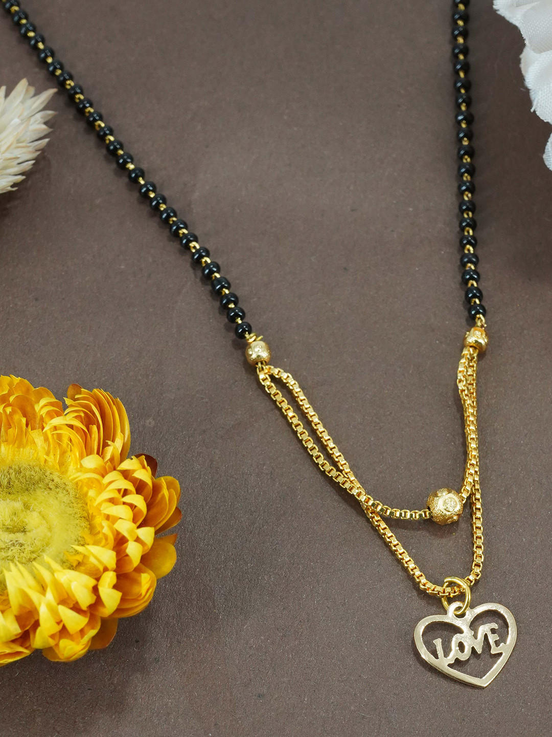 GRIIHAM Gold Plated Beads Studded Mangalsutra