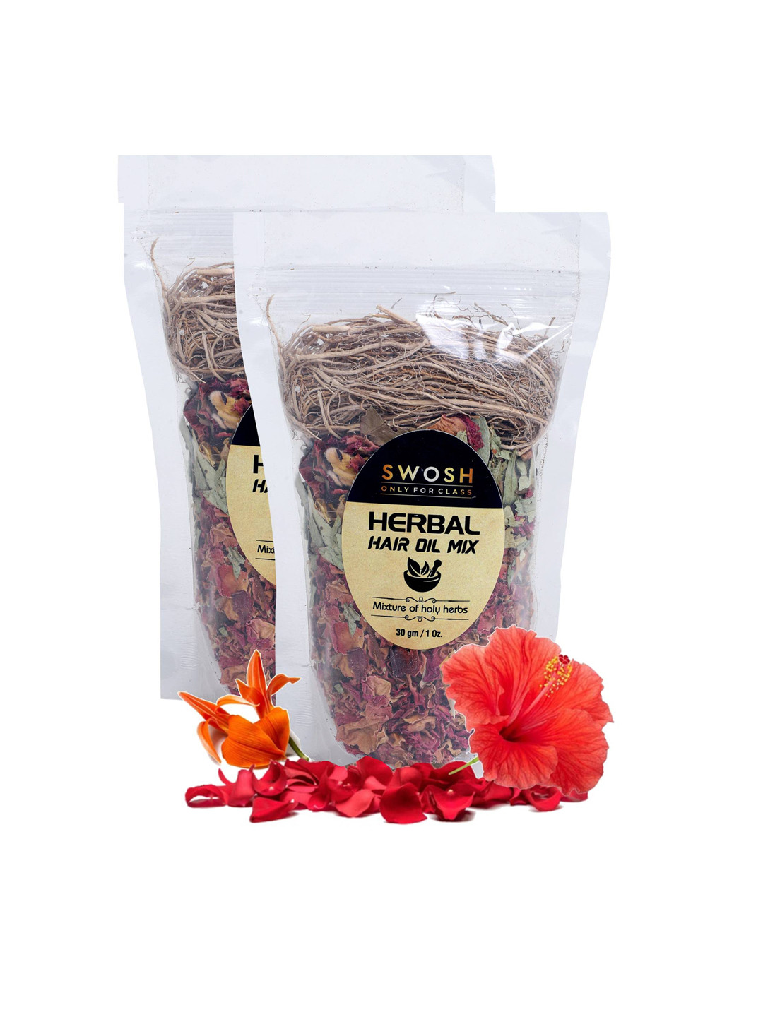 SWOSH Herbal Set Of 2 Jadibuti Mix Dry Herbs For Hair Oil Infusion - 30gm Each